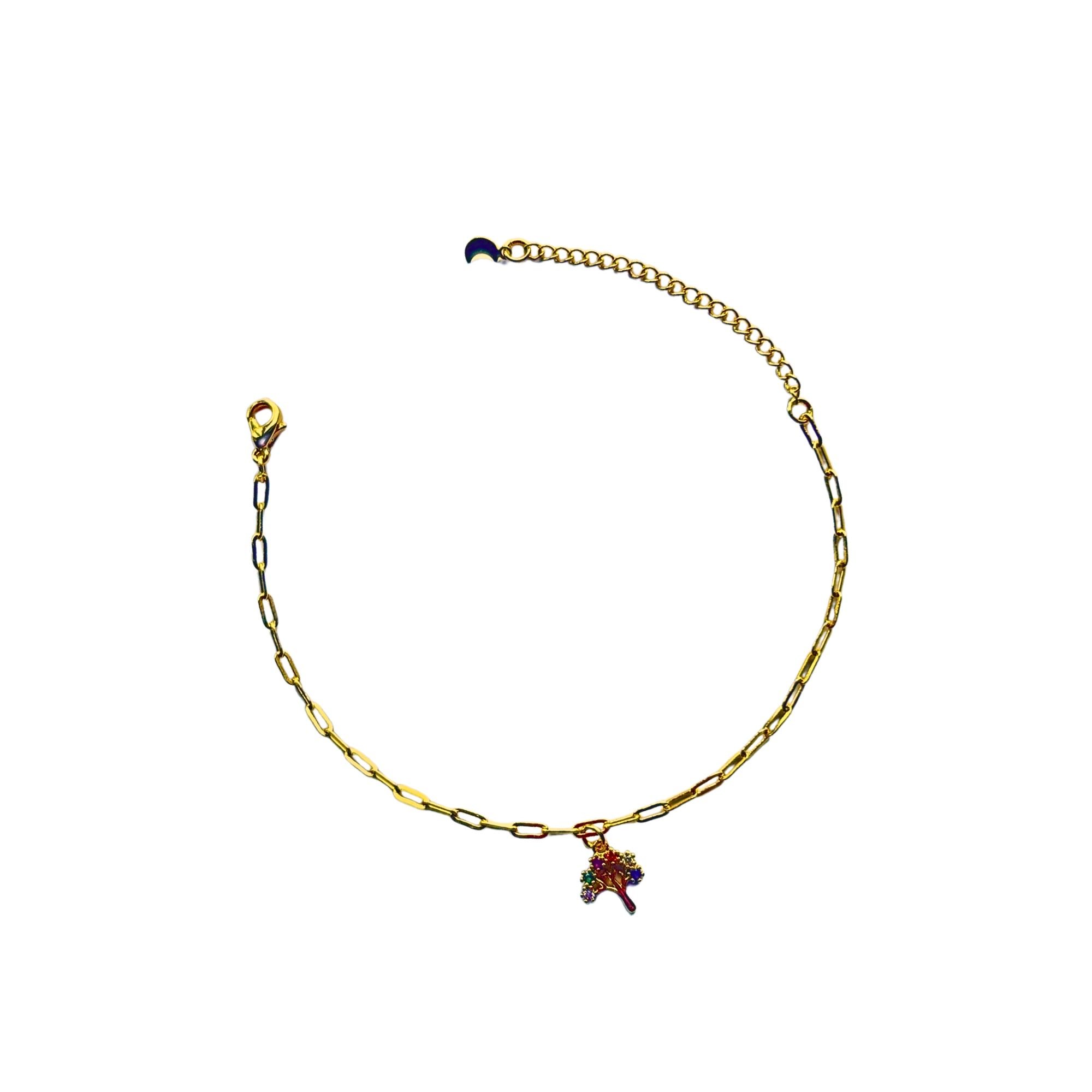 Pulseira Pingente Árvore com Zircônias - Banhado em Ouro 18k Dourado 2