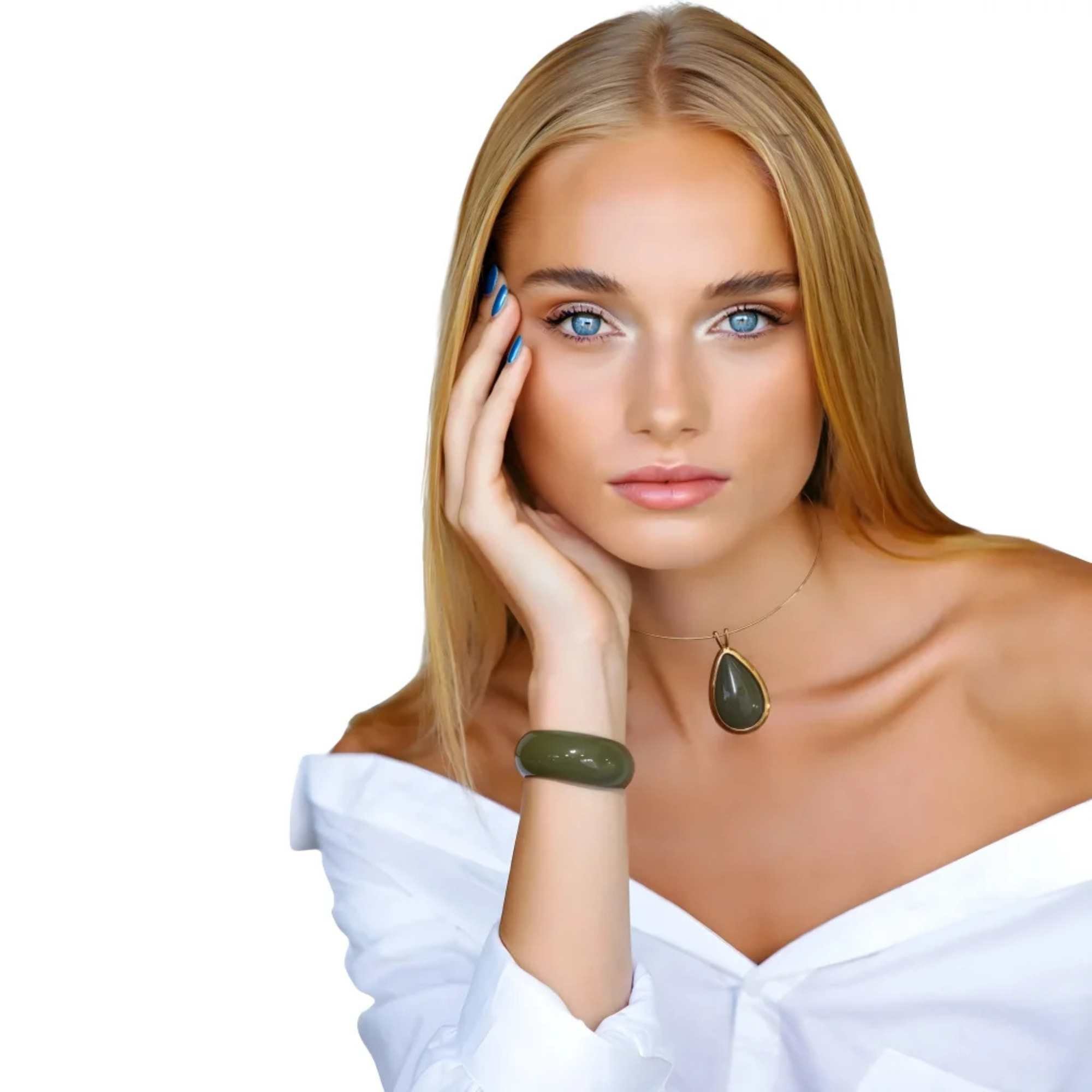 Conjunto Gota Verde - Banhado em Ouro 18k Dourado 3