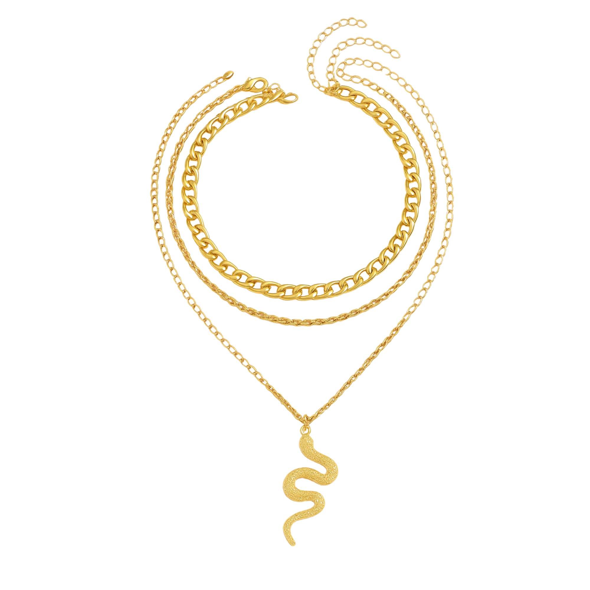 Colar Triplo Cobra - Banhado em Ouro 18k Dourado 1