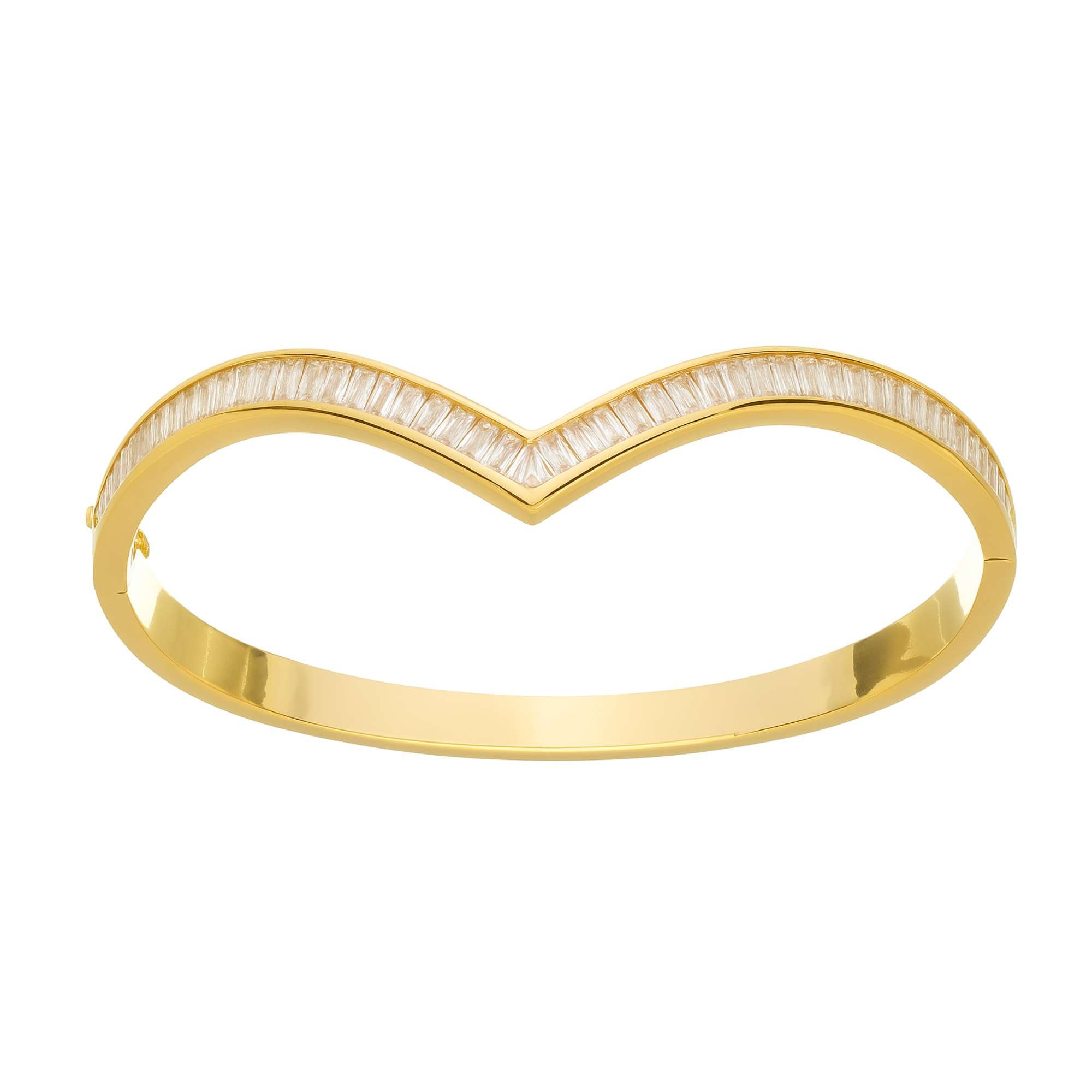 Bracelete em V com Zircônias - Banhado em Ouro 18k Dourado 1