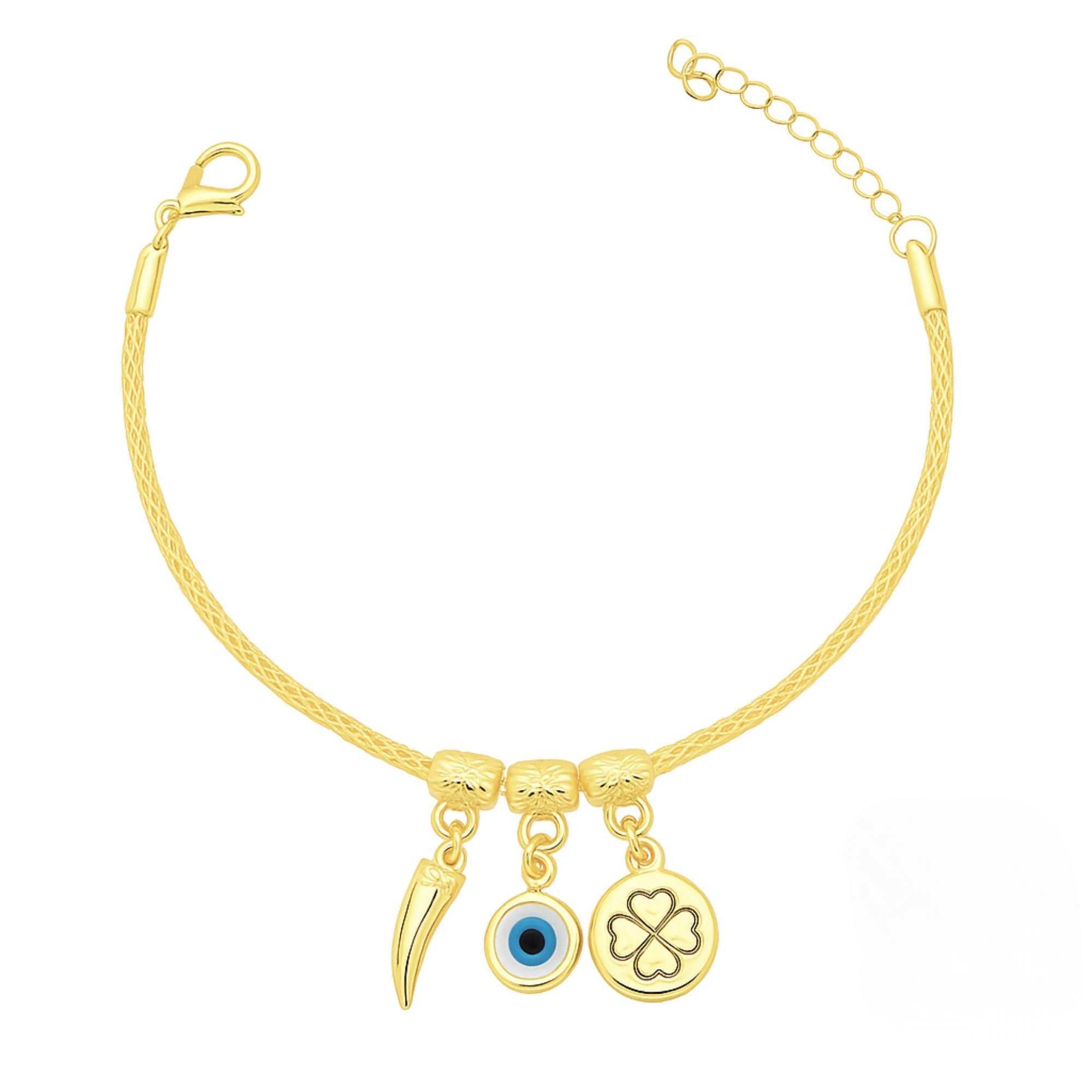 Pulseira Pingentes - Banhado em Prata 925 Dourado 1