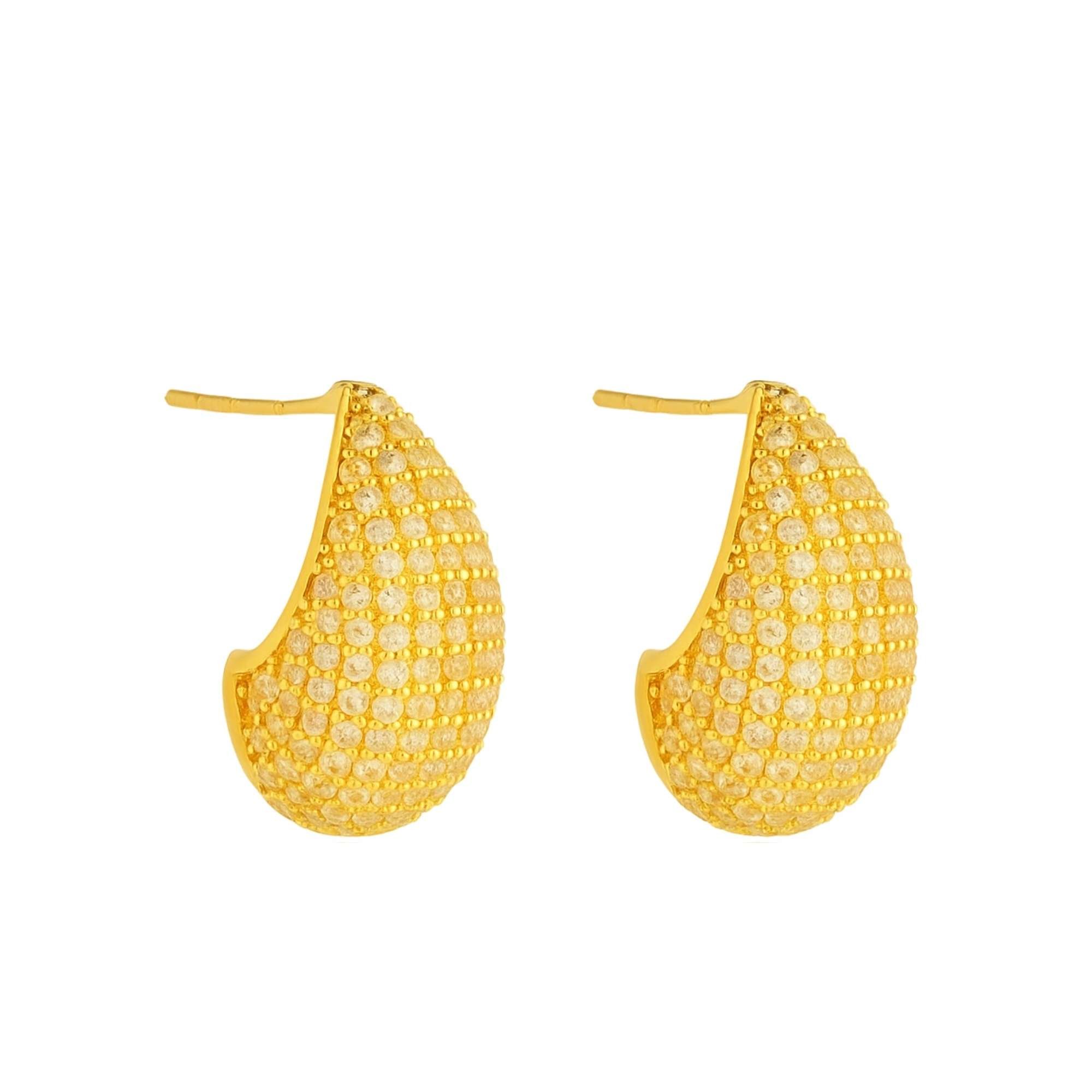 Brinco Gota com Micro Zircônias - Banhado a Ouro 18k Dourado 1