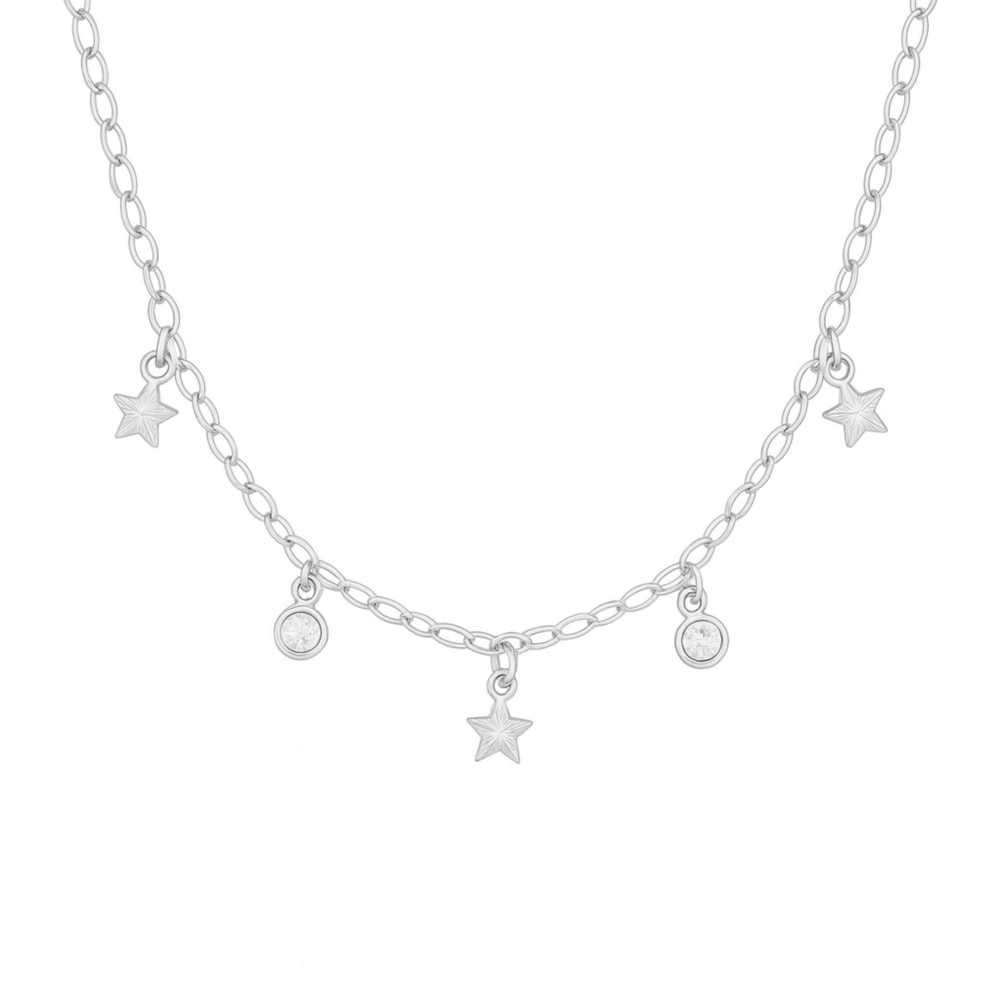 Colar Ponto de Luz e Estrelas - Banhado em Prata 925 Prata 1