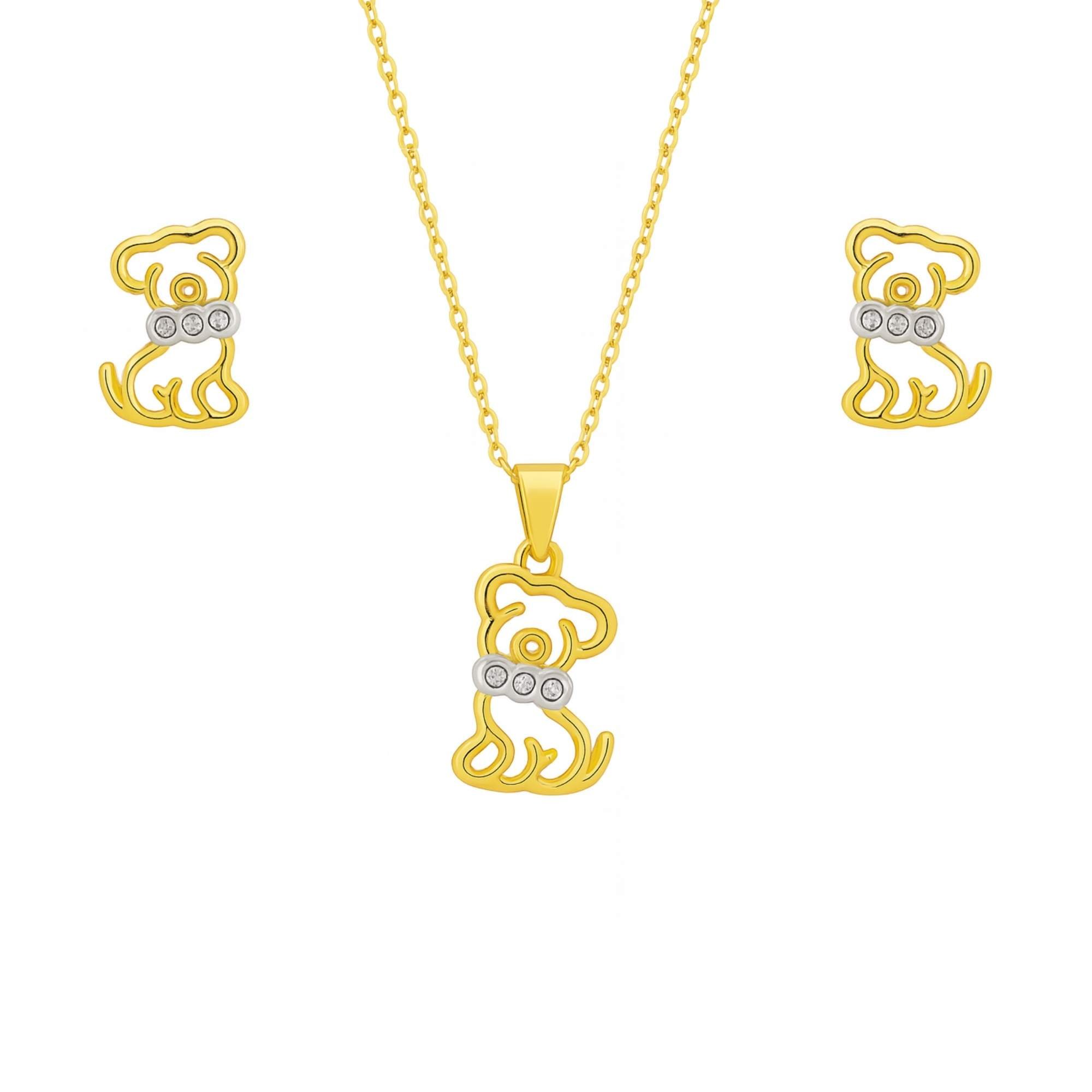 Conjunto Infantil Cachorrinho - Banhado em ouro 18k