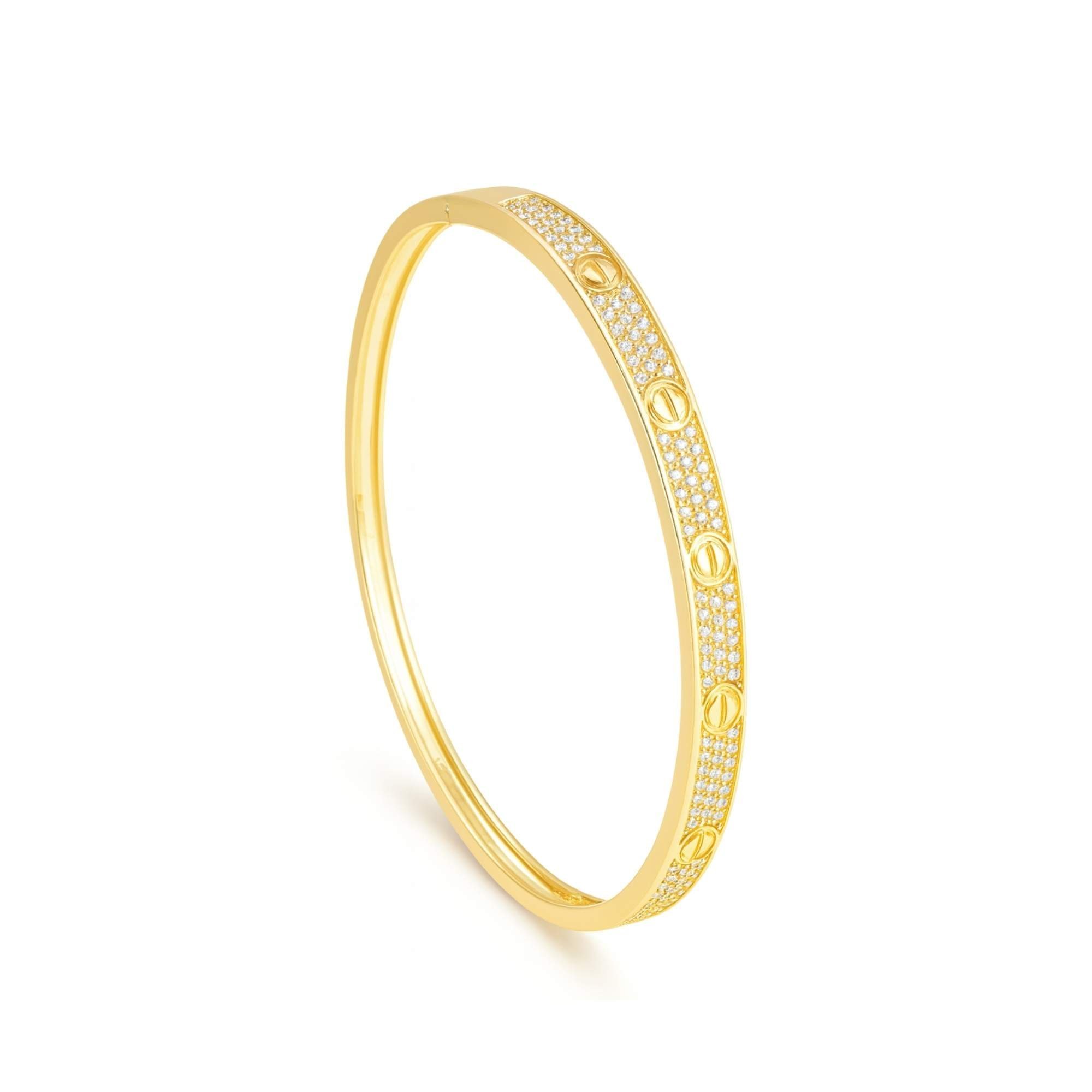Bracelete Inspiração C com Zircônias -  Banhado em Ouro 18k Ouro 18K 3