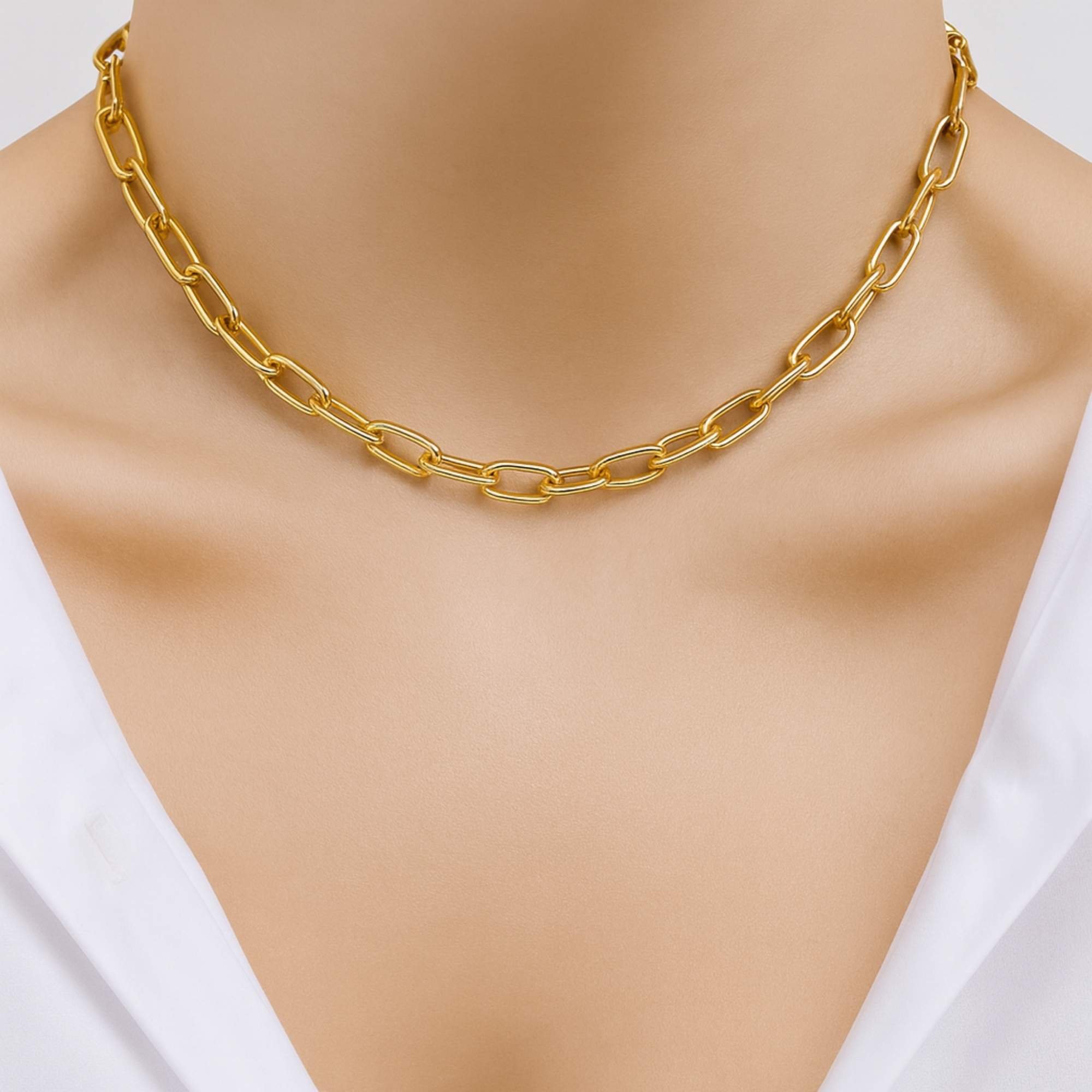 Colar Elos Liso - Banhado em Ouro 18k Dourado 2