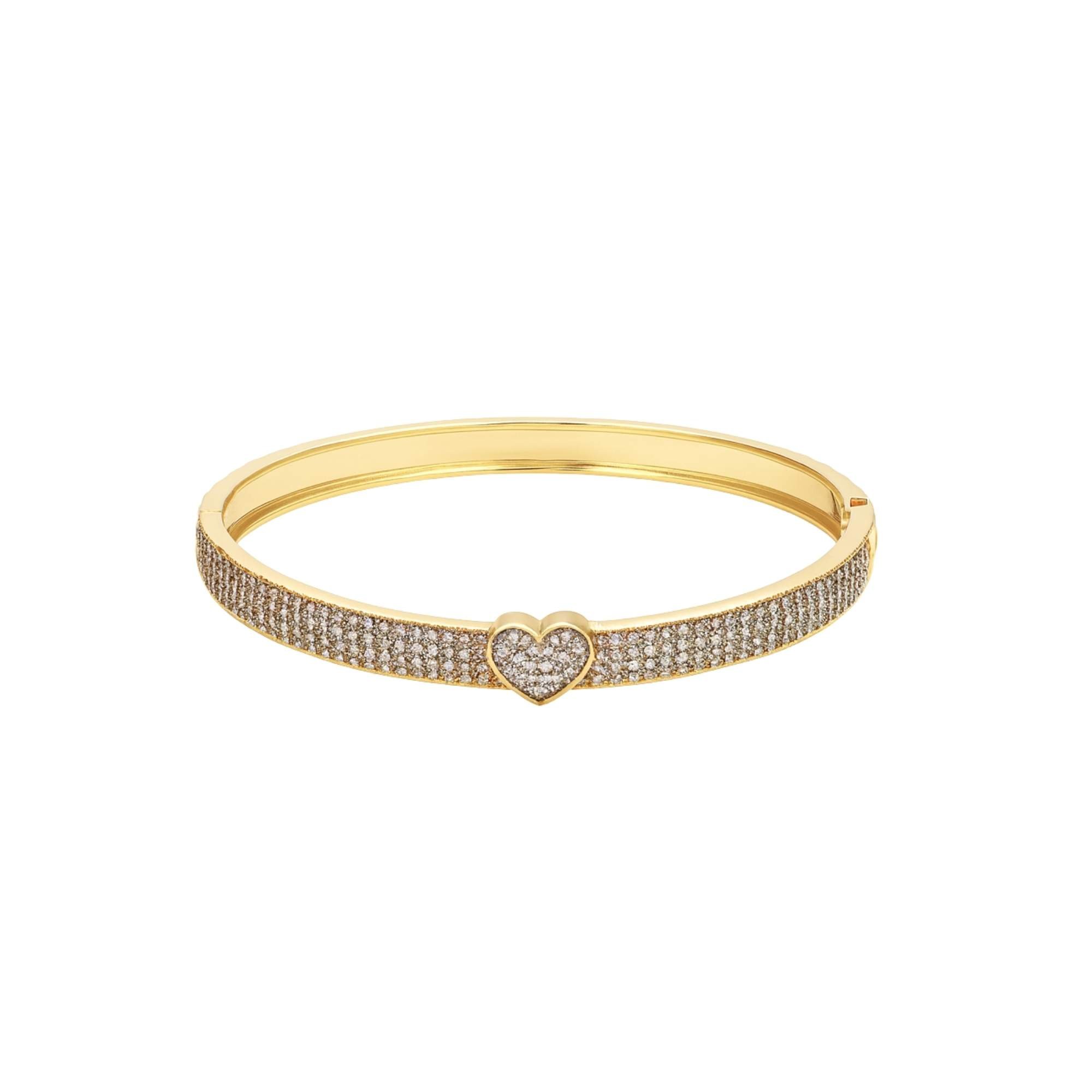 Bracelete Coração Cravejado Zircônias -  Banhado em Ouro 18k