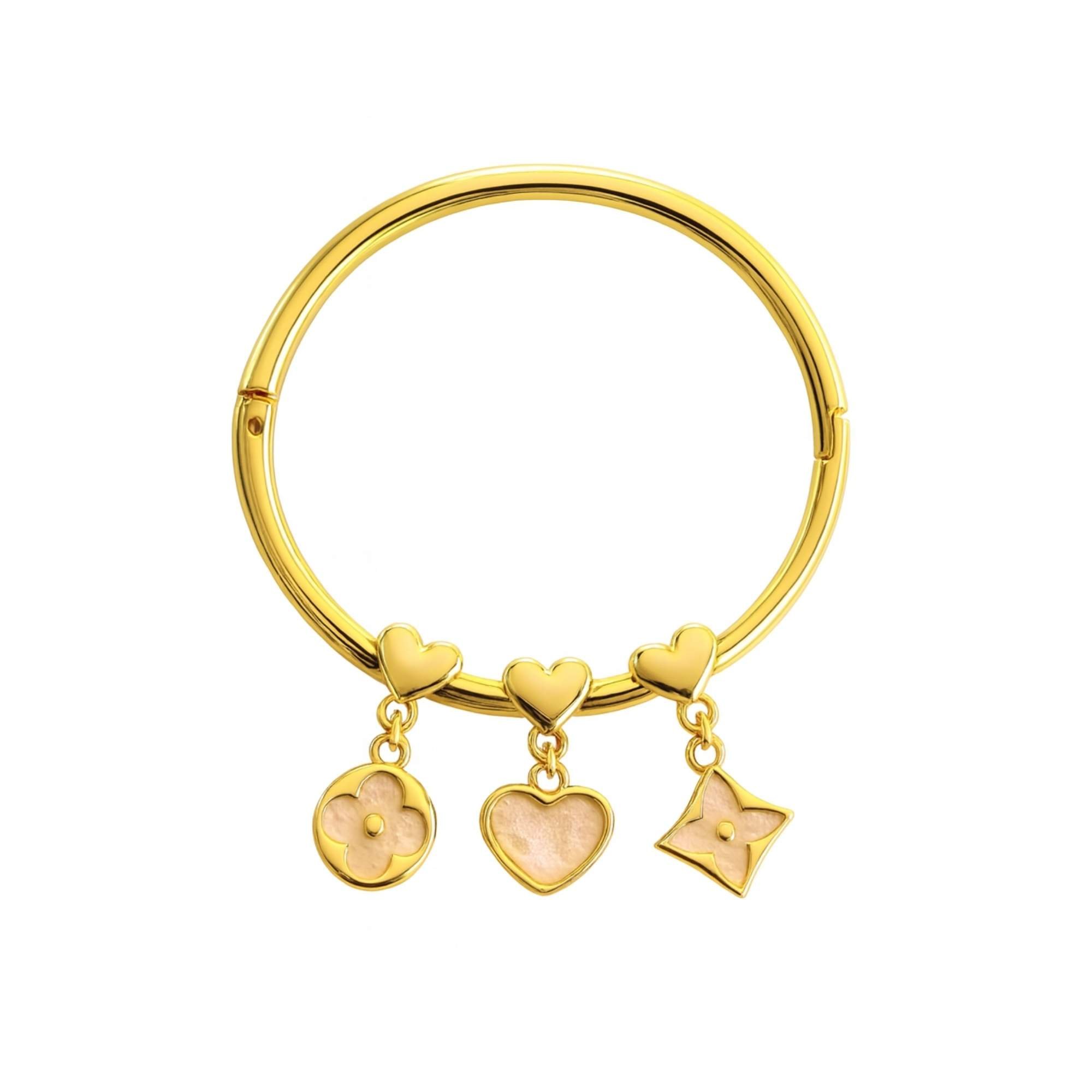 Bracelete Trevo Pingentes -  Banhado em Ouro 18k