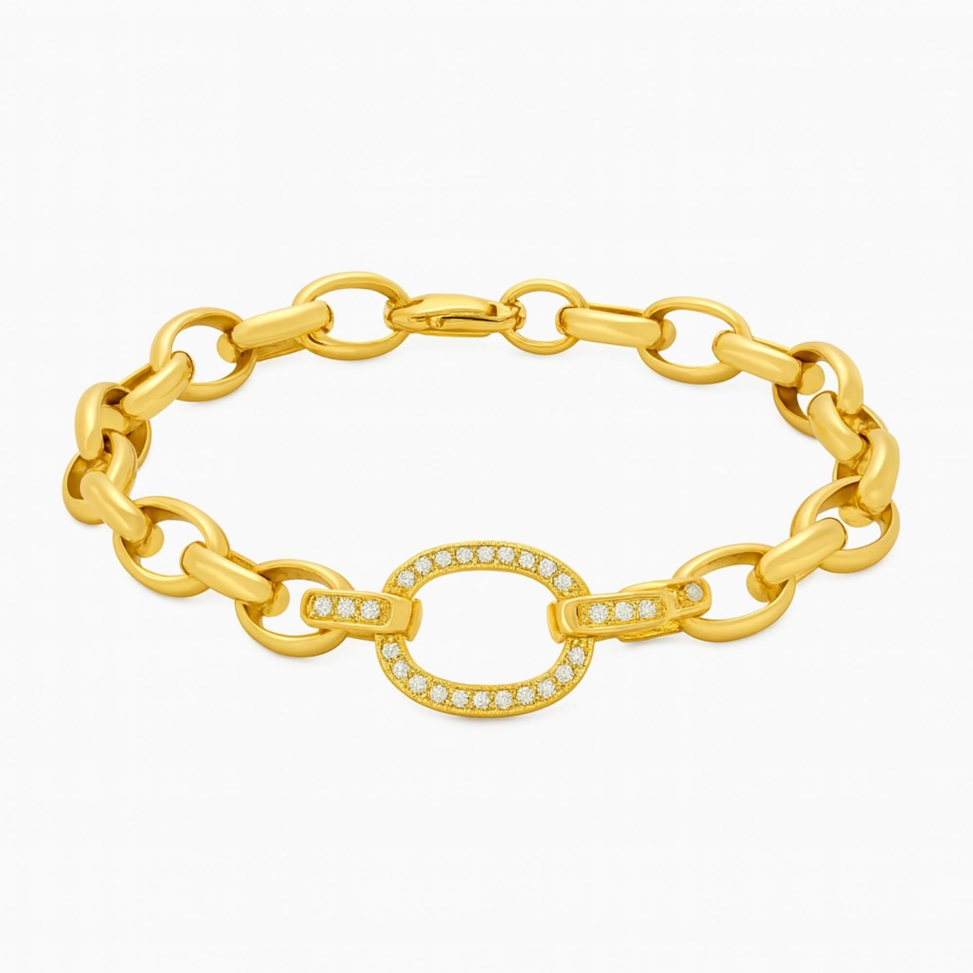 Pulseira Elos Zircônias -  Banhado em Ouro 18k