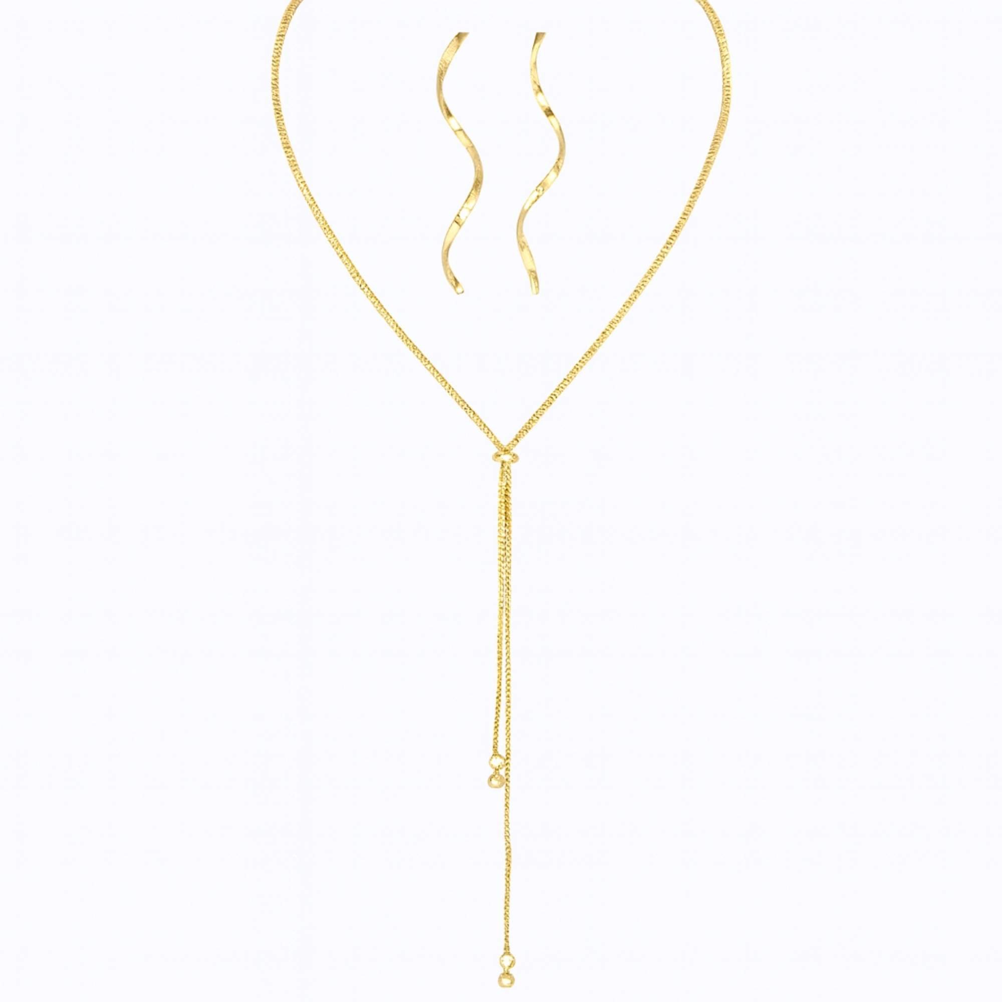 Conjunto Brinco e Colar Gravatinha - Banhado em ouro 18k