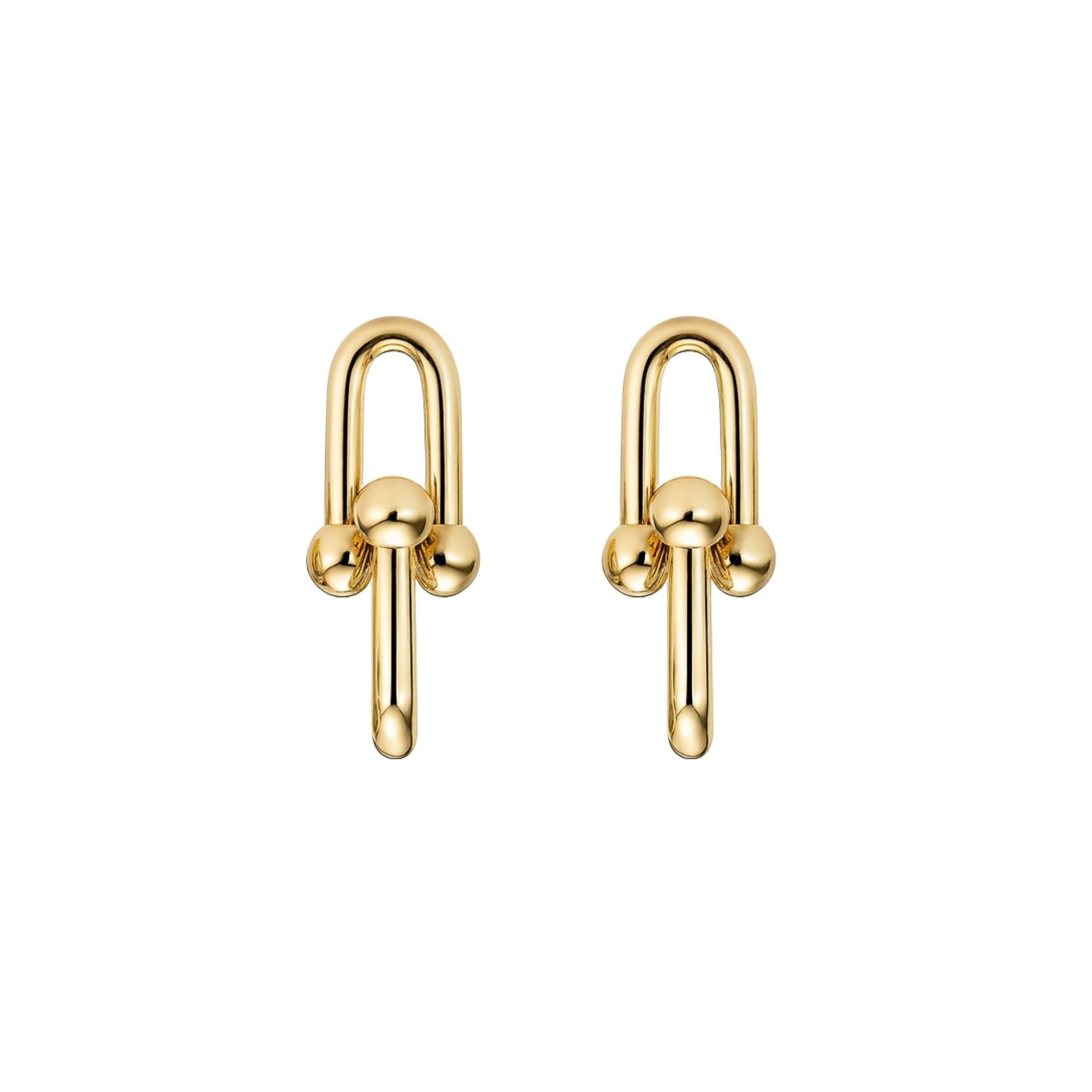 Brinco Inspiração Elos em U - Banhada em Ouro 18k