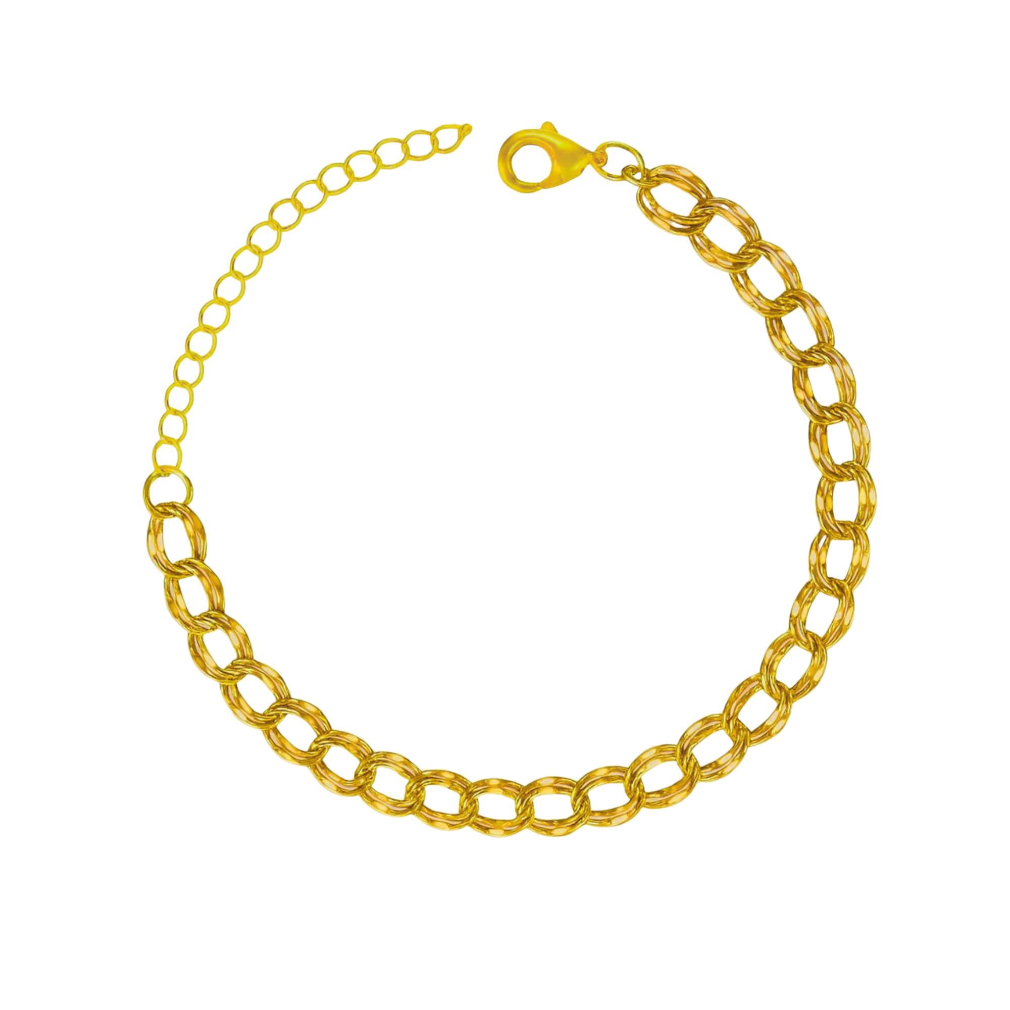 Pulseira Elo Duplo - Banhada em Ouro 18k Dourado 1