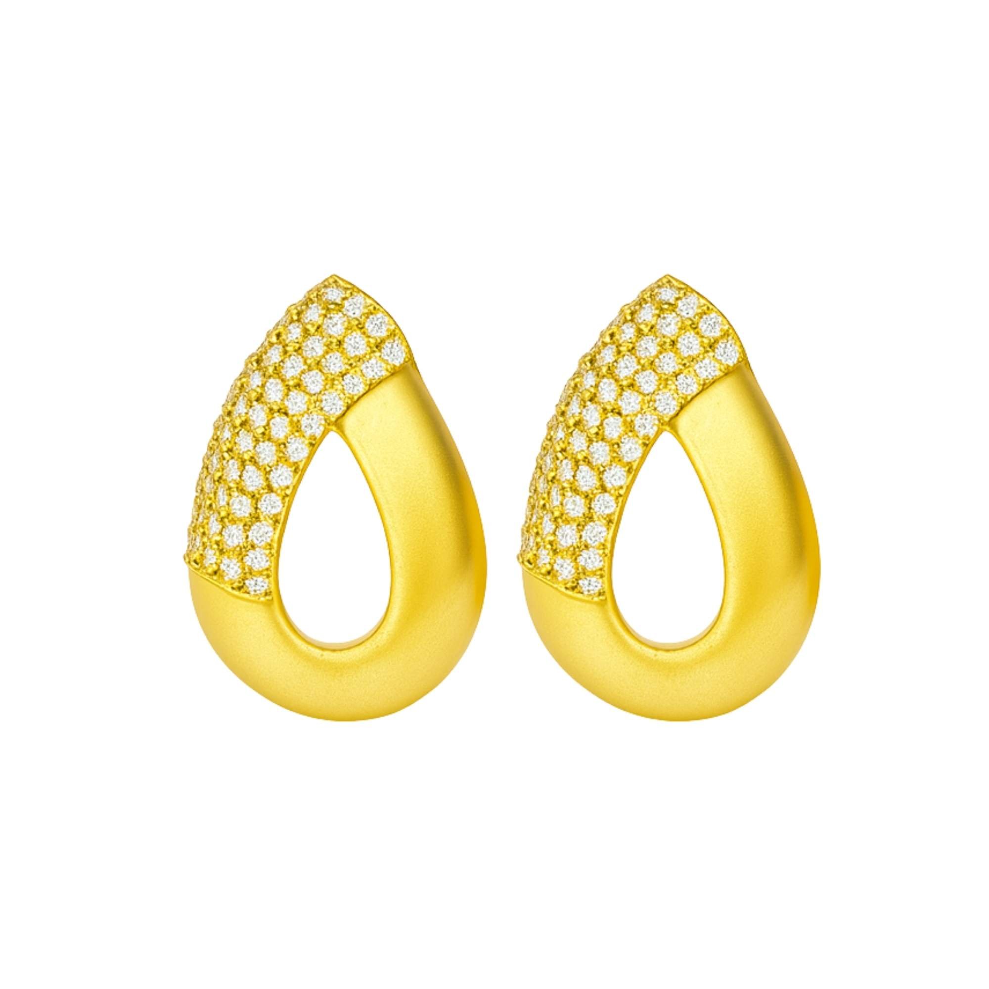 Brinco Gota Cravejado Zircônias - Banhado em Ouro 18k