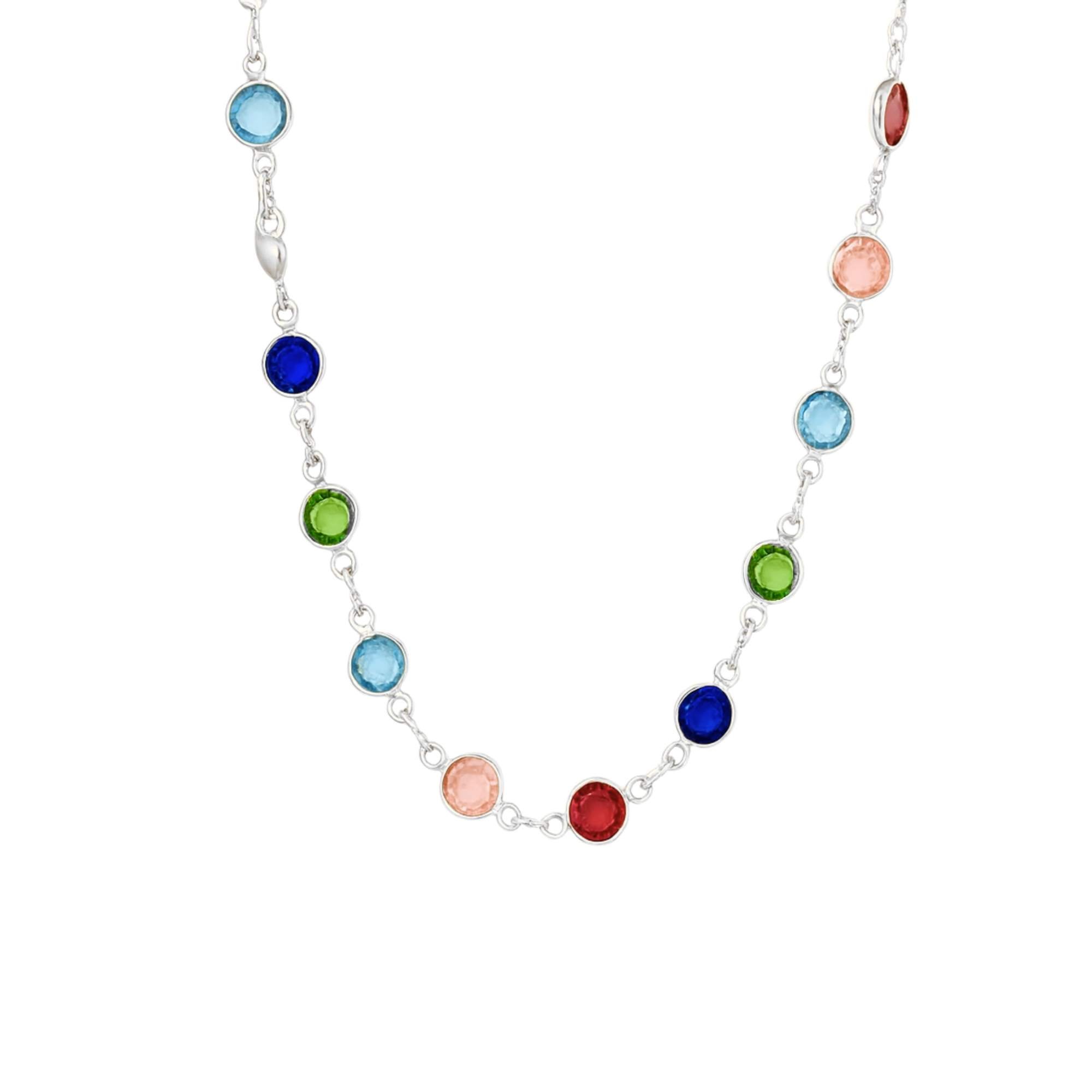 Colar Feminino Pedras Coloridas - Banhado em Ouro 18k