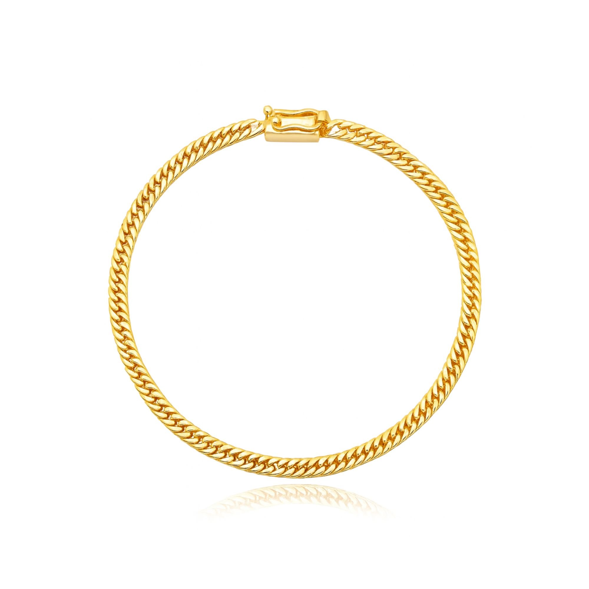 Pulseira Masculina Grumet Dupla - Banhado em Ouro 18k - 4 mm