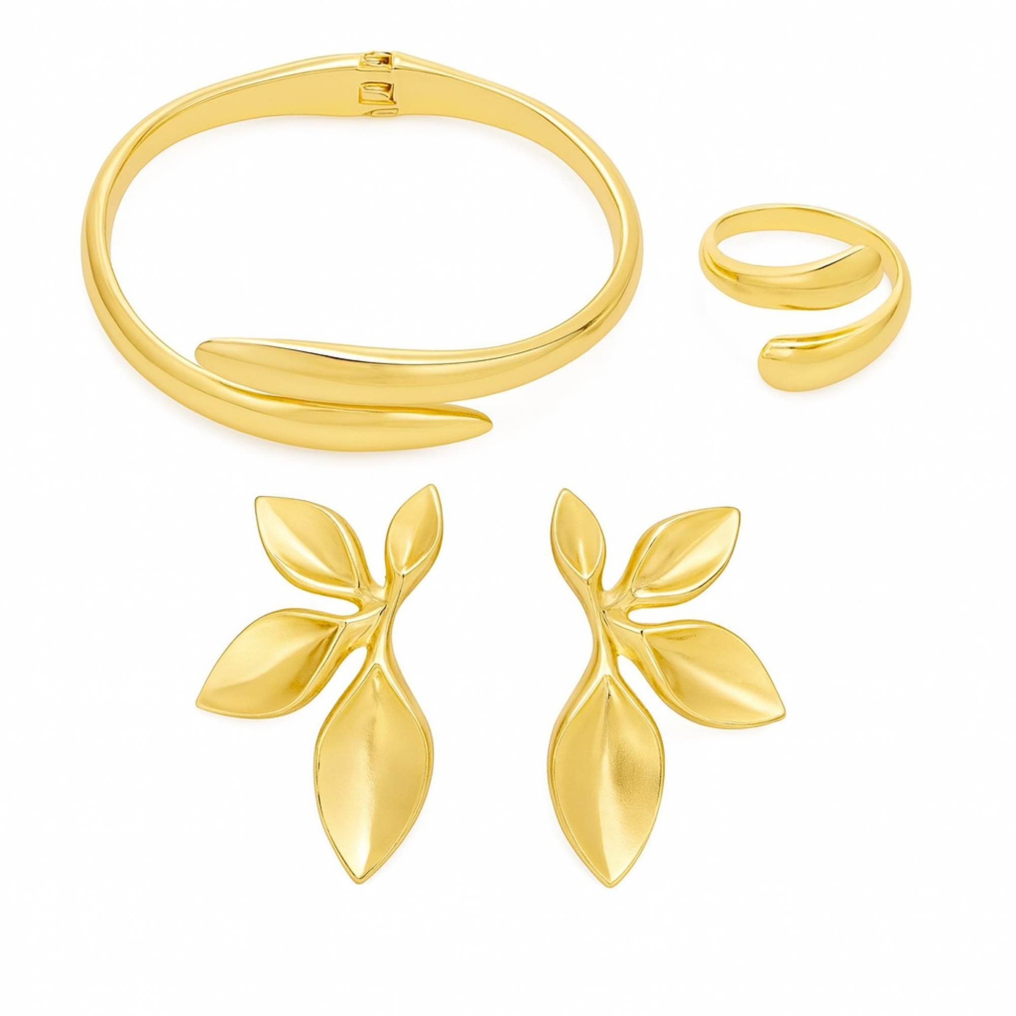 Conjunto Orgânico Dourado - Banhado em Ouro 18k Dourado 2