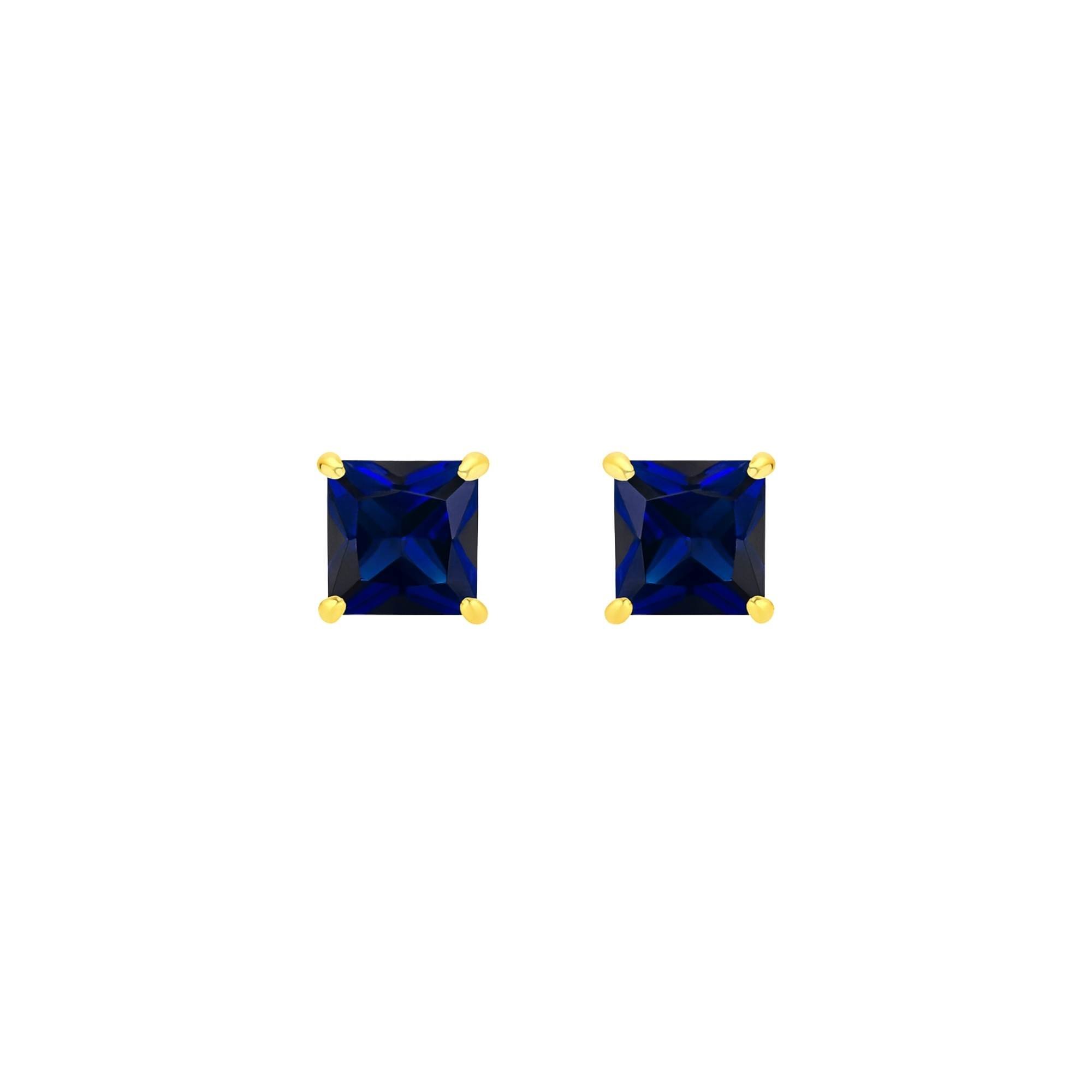 Brinco Ponto de Luz Azul - Banhada em Ouro 18k - 7mm