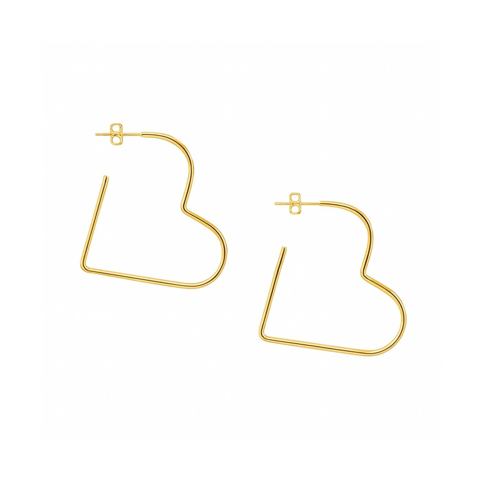 Brinco Argola Coração - Banhado em Ouro 18k - 5 cm