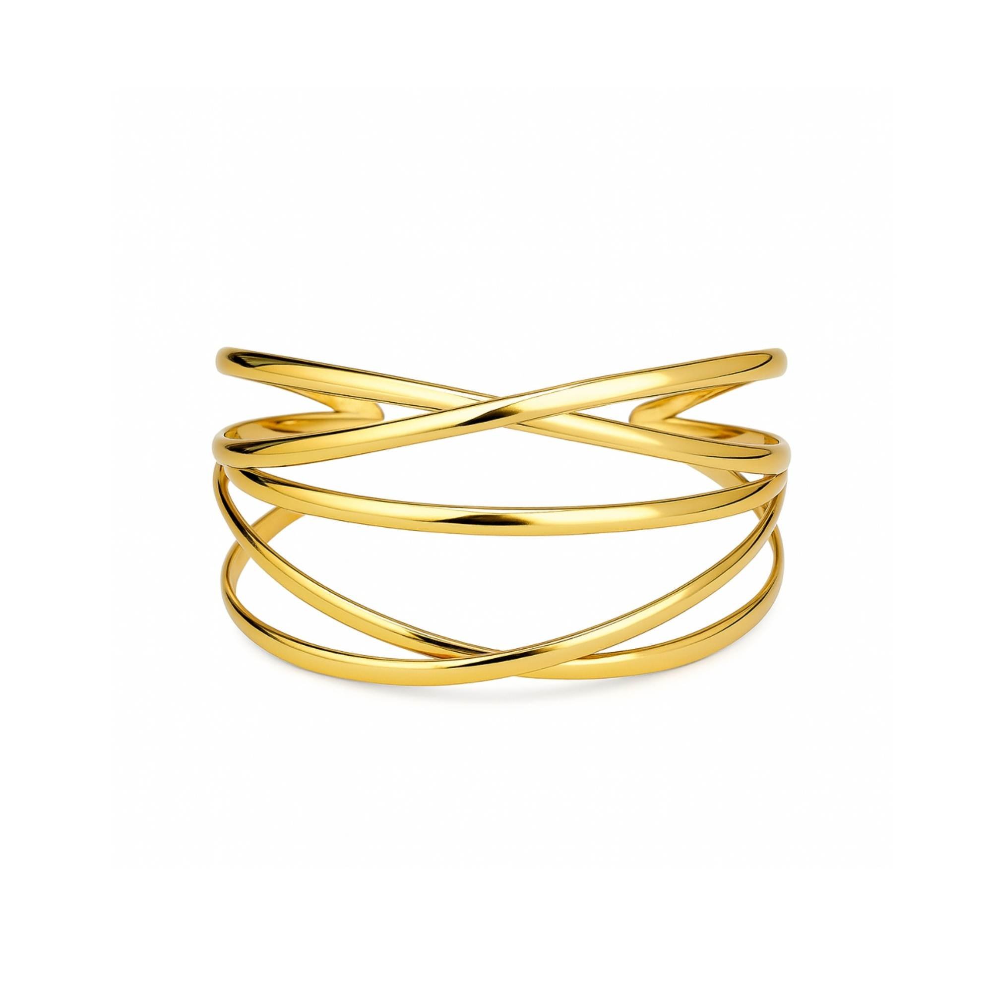 Bracelete Trançado Regulável -  Banhado em Ouro 18k
