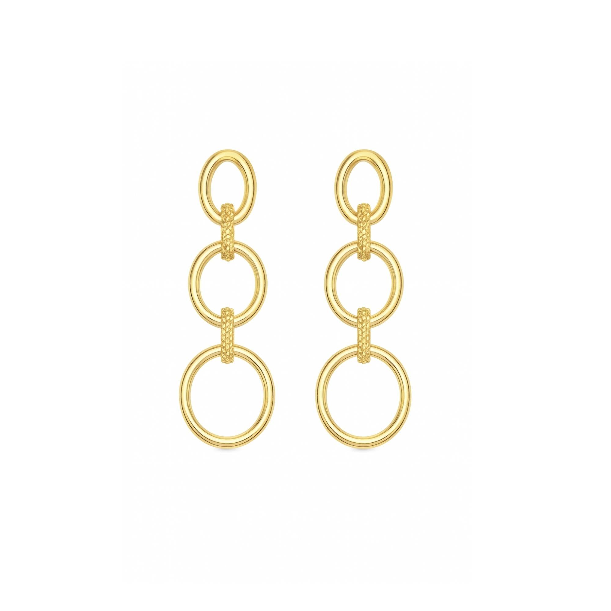 Brinco Argola Tripla Suspensa - Banhado em Ouro 18k