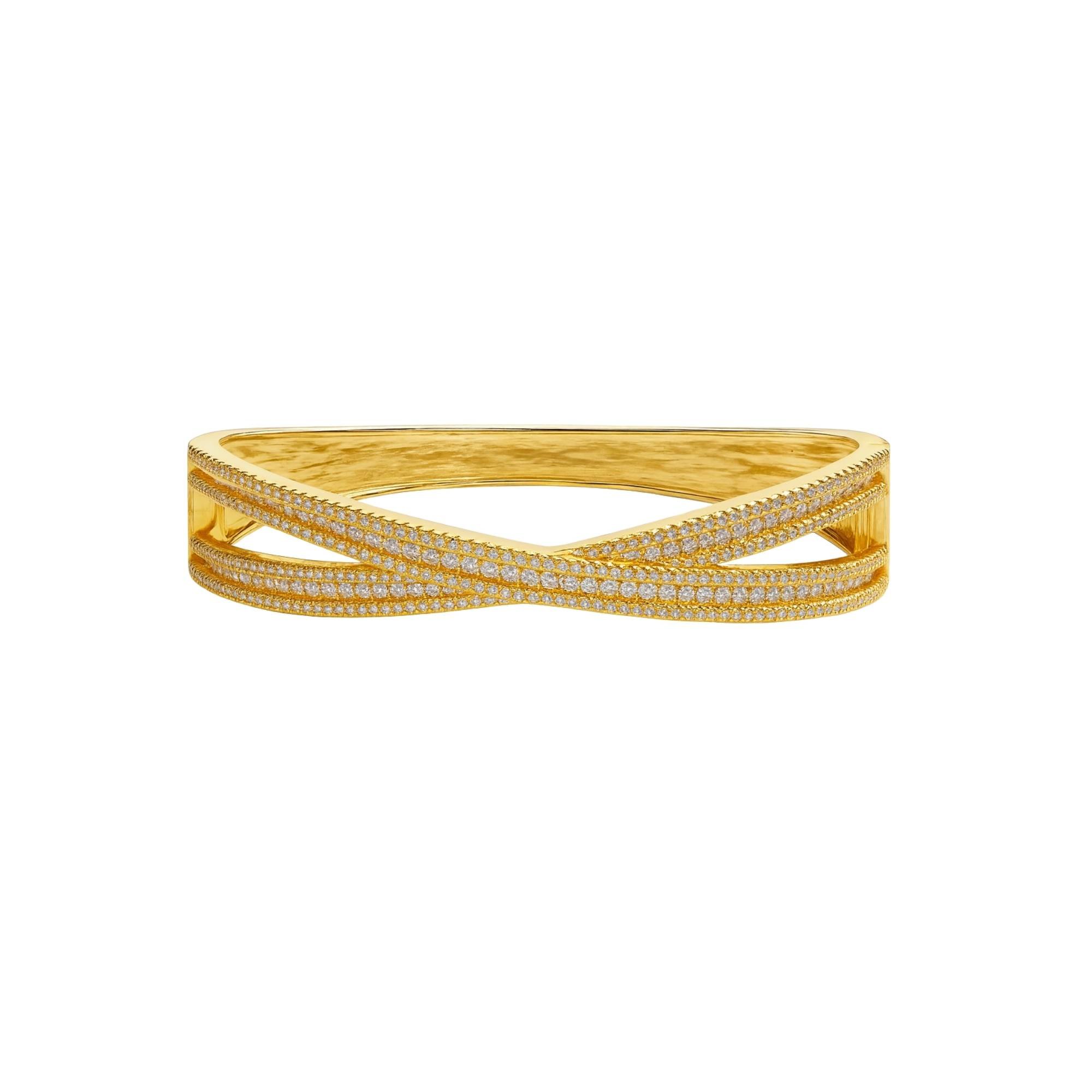Bracelete em X com Zircônias - Banhado em Ouro 18k Dourado 1