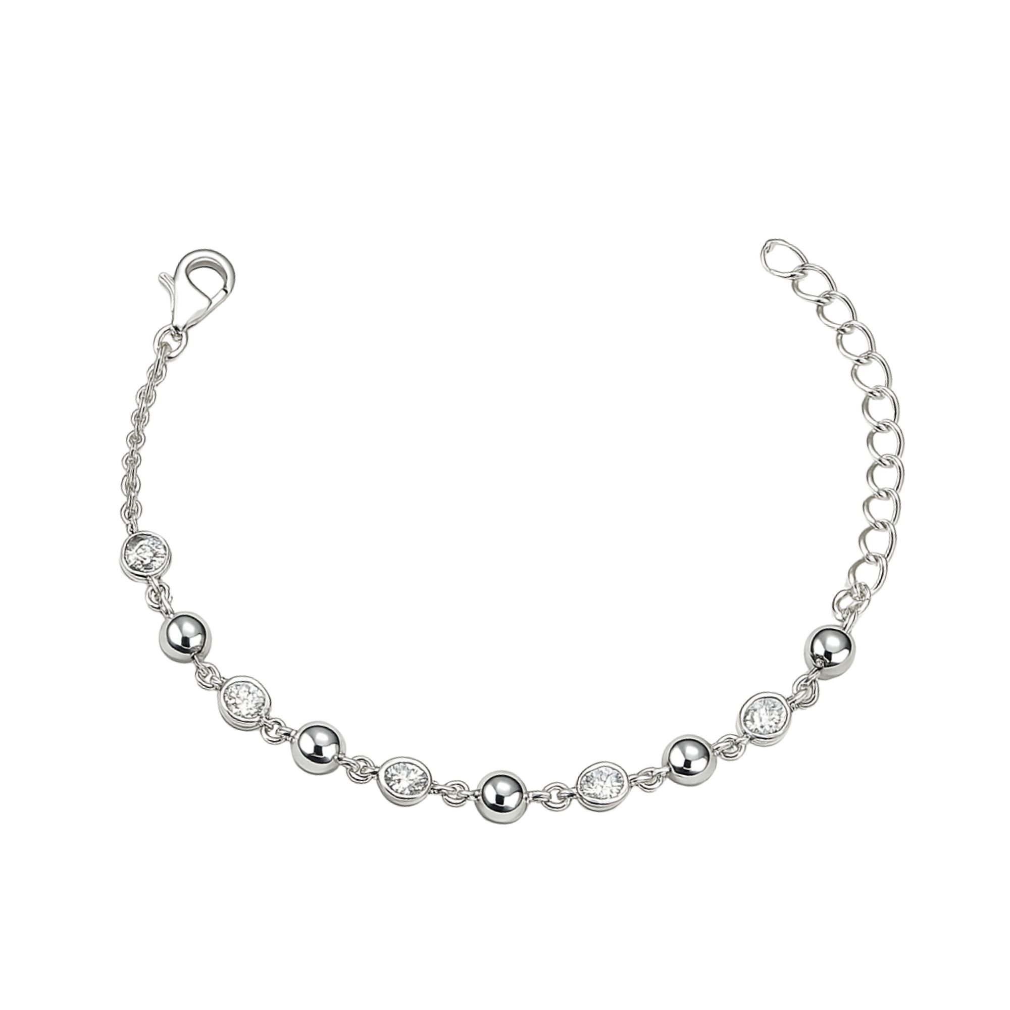 Pulseira Bolinha e Ponto de Luz - Banhada em prata 925