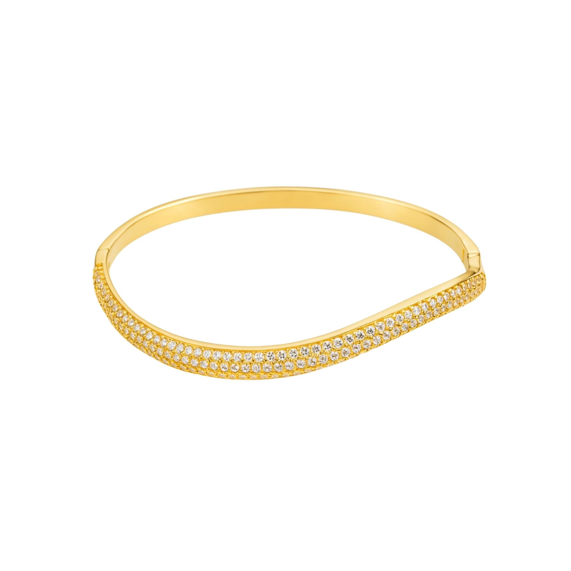 Bracelete Ondulado com Zircônias -  Banhado em Ouro 18k