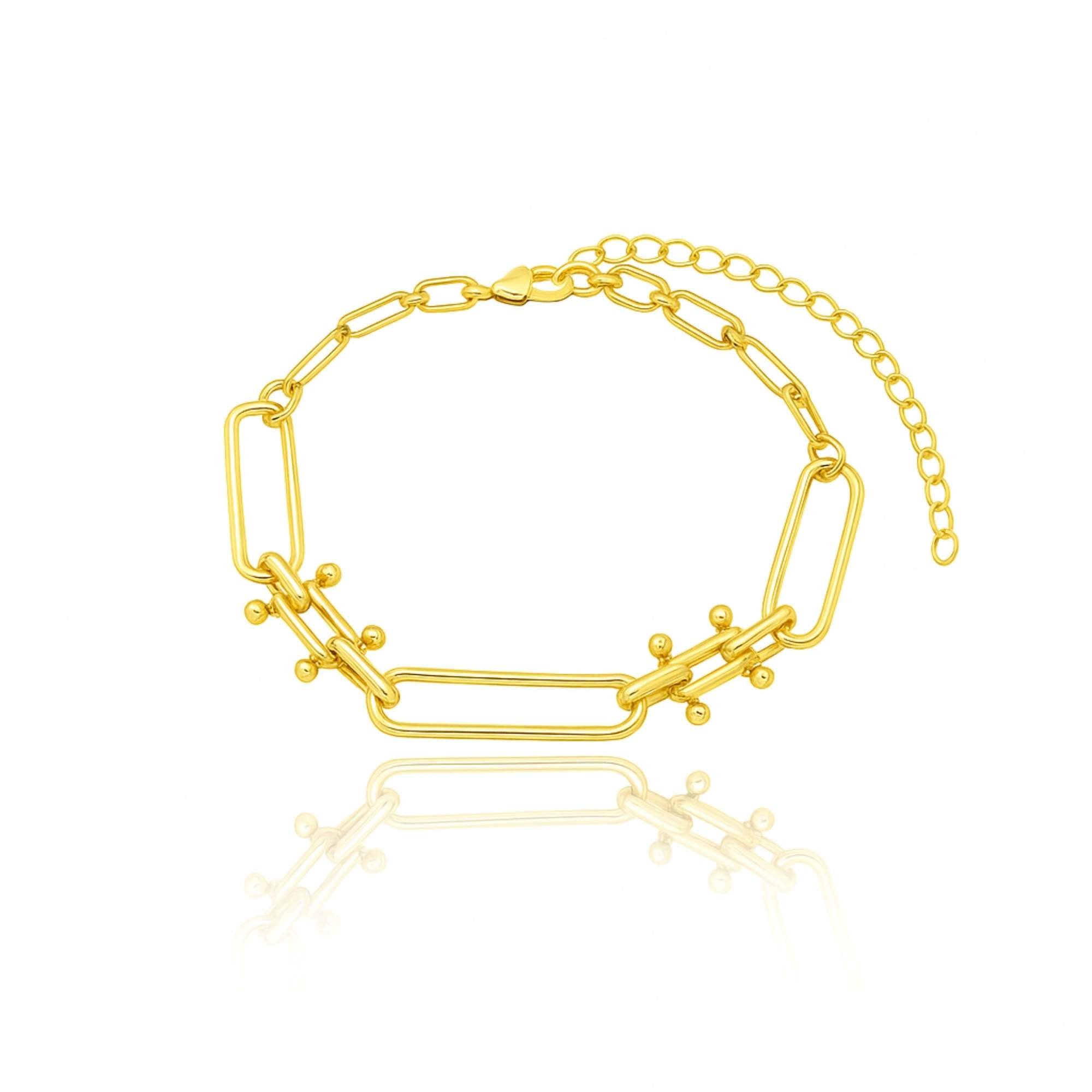 Pulseira Feminina Elos Retangulares -  Banhado em Ouro 18k
