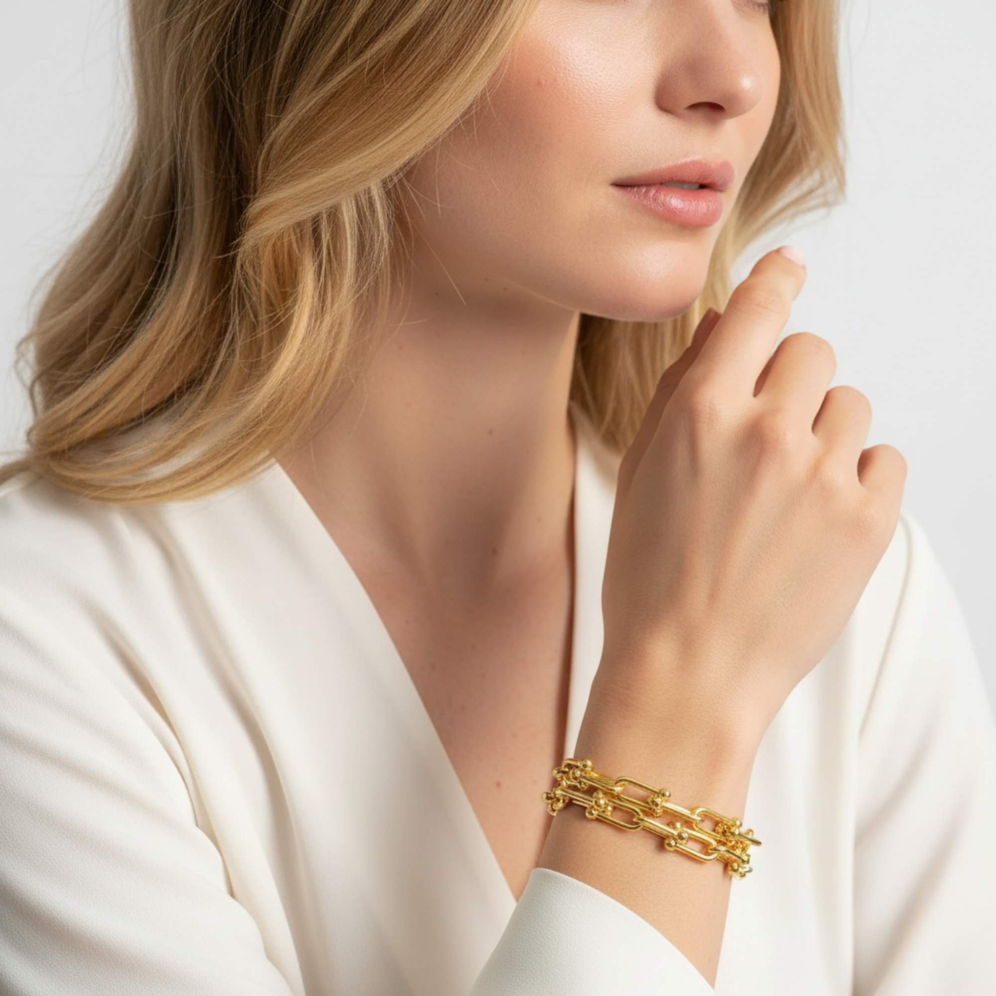 Pulseira Inspiração Elos em U - Banhada em Ouro 18k Dourado 2