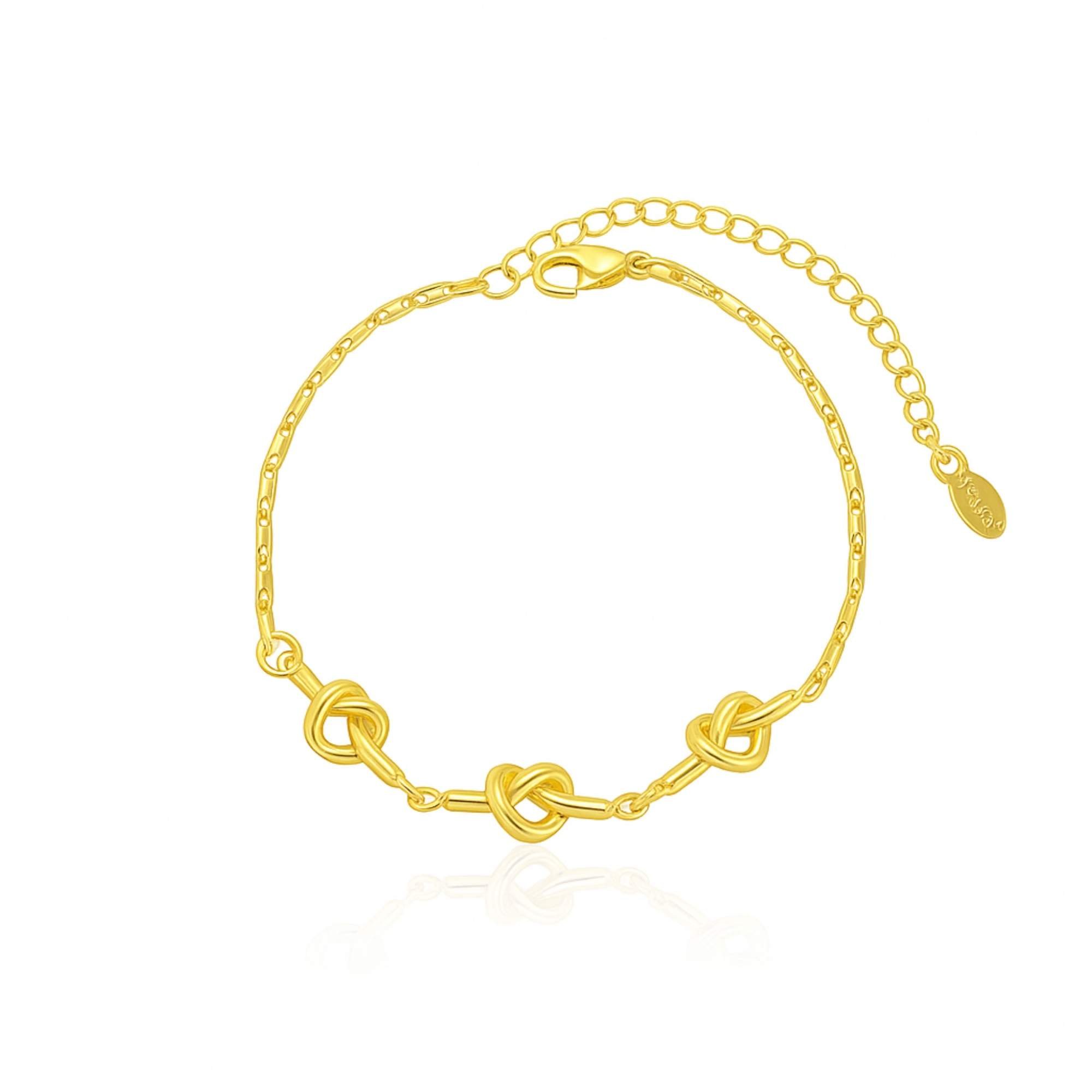 Pulseira Feminina Nó Triplo - Banhado em Ouro 18k