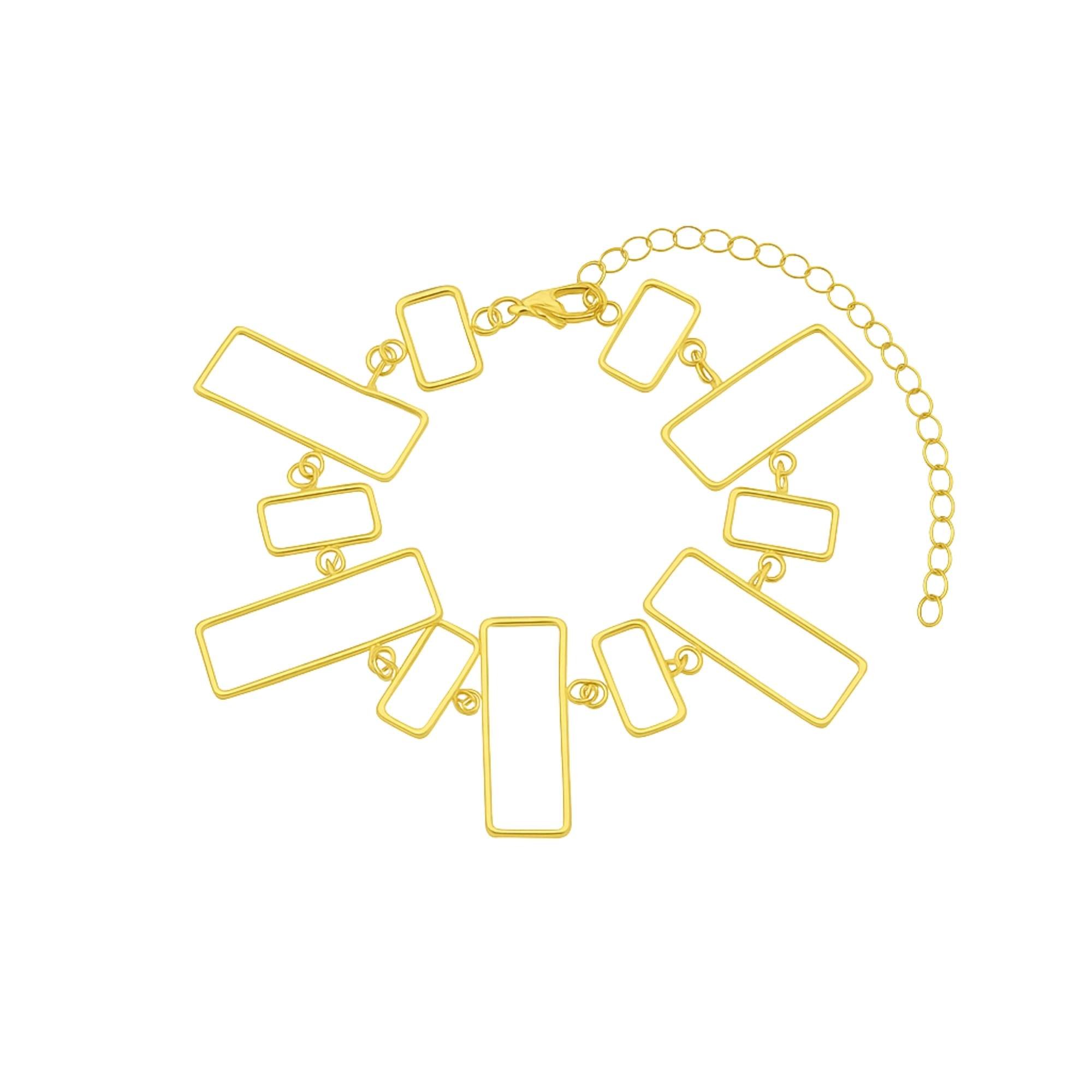 Pulseira Feminina Retângulos Vazados - Banhado em Ouro 18k