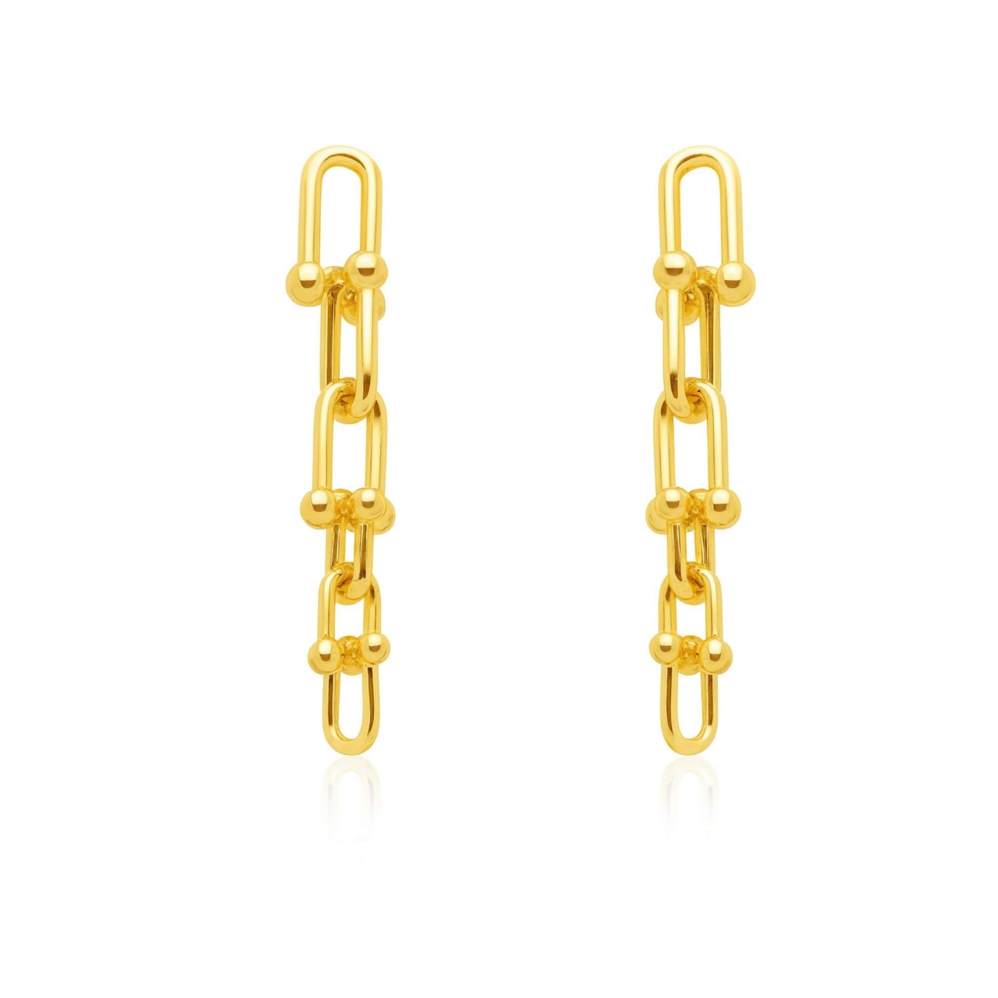 Brinco Elos em U Degradê - Banhada em Ouro 18k