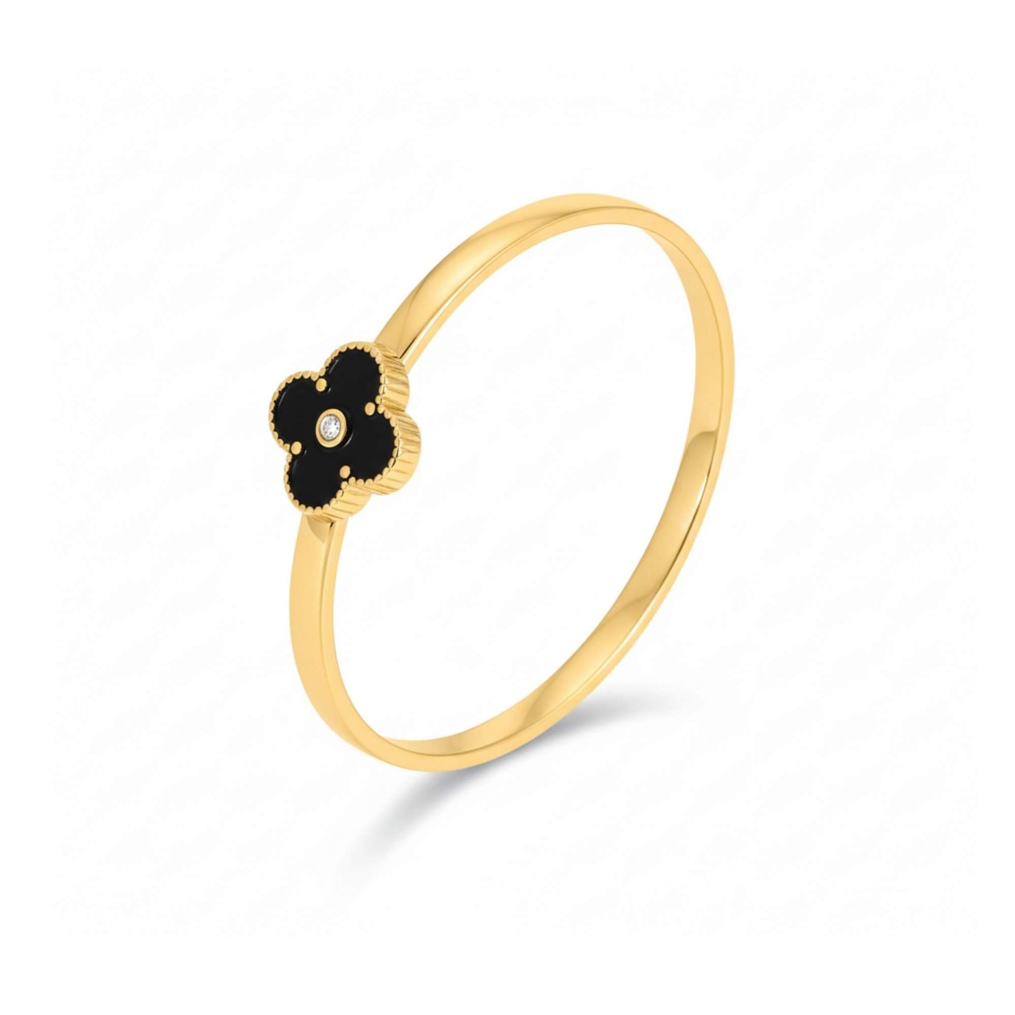 Bracelete Trevo Preto -  Banhado em Ouro 18k