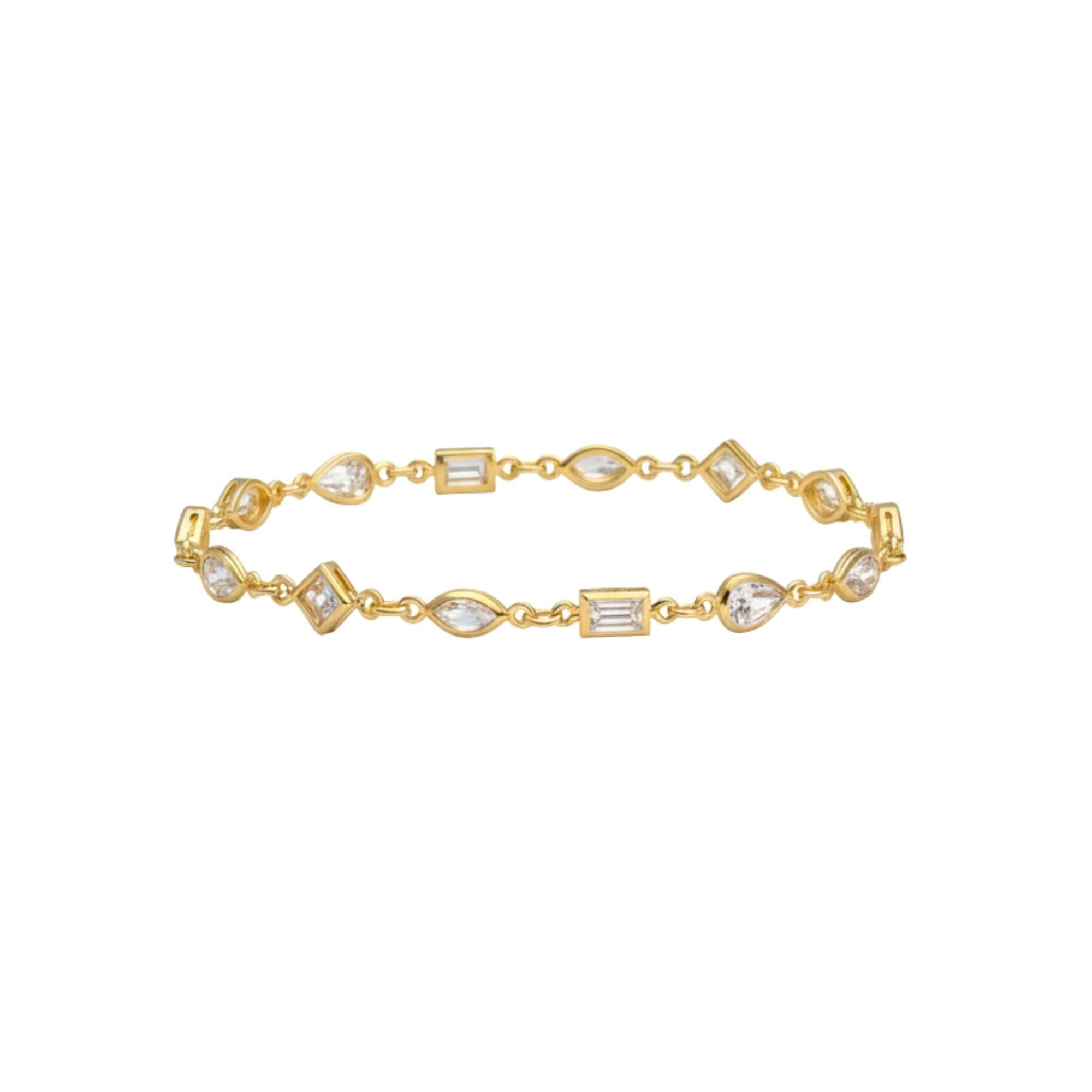 Pulseira Feminina Formas Geométricas -  Banhado em Ouro 18k