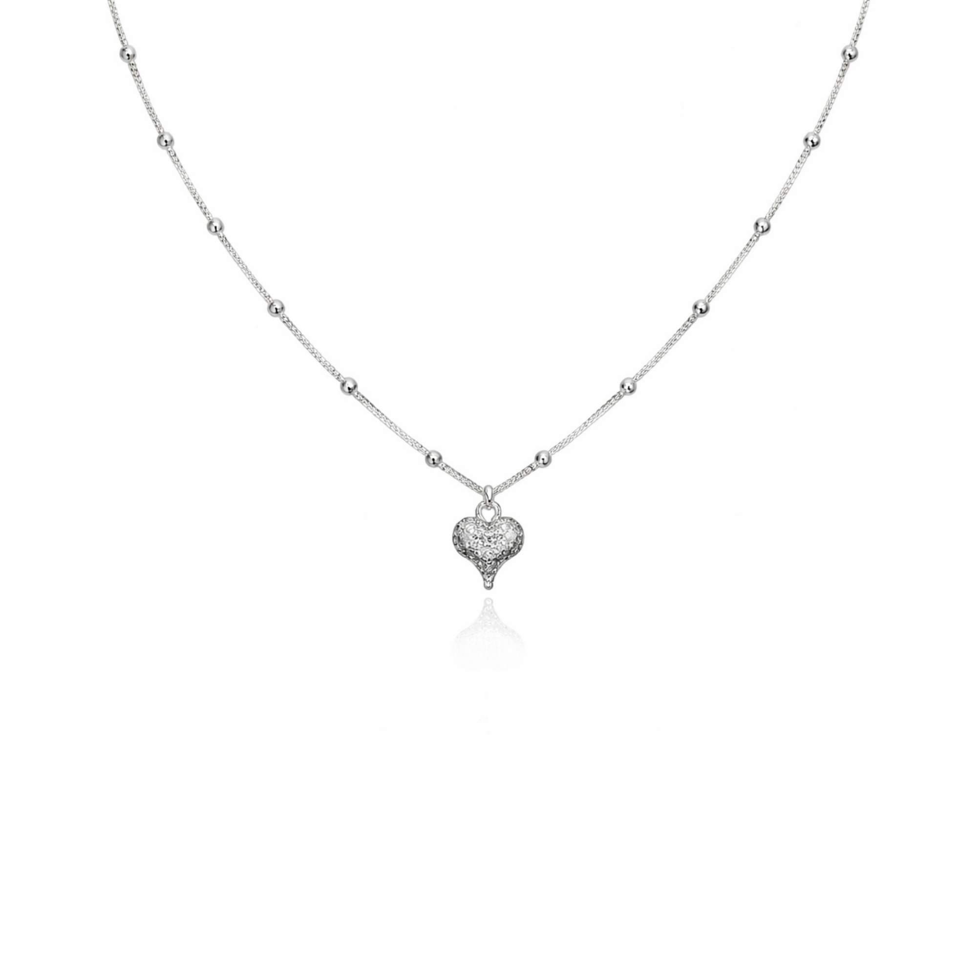 Colar Feminino de Bolinha - Banhado em Prata 925