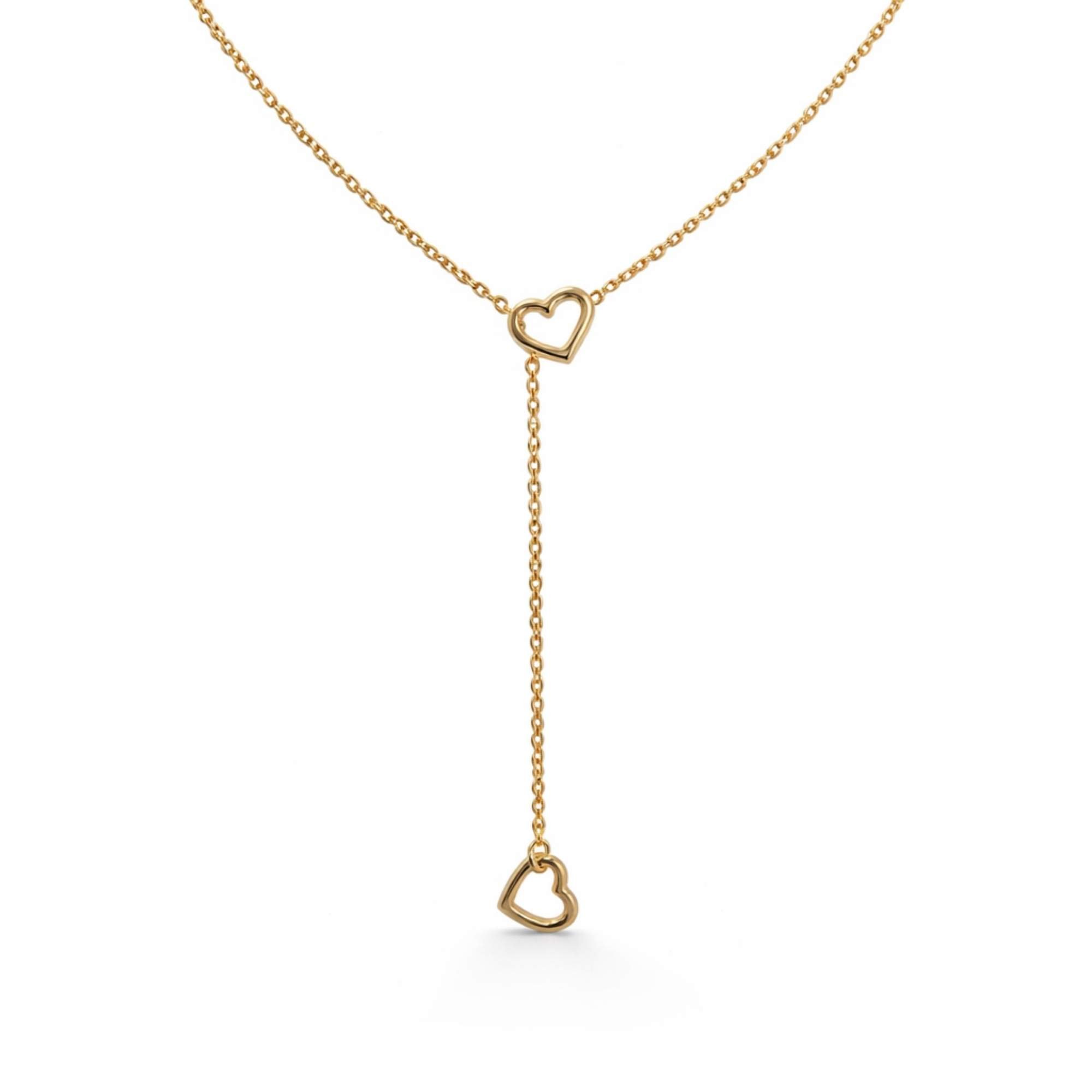 Colar Gravatinha Corações - Banhado em Ouro 18k