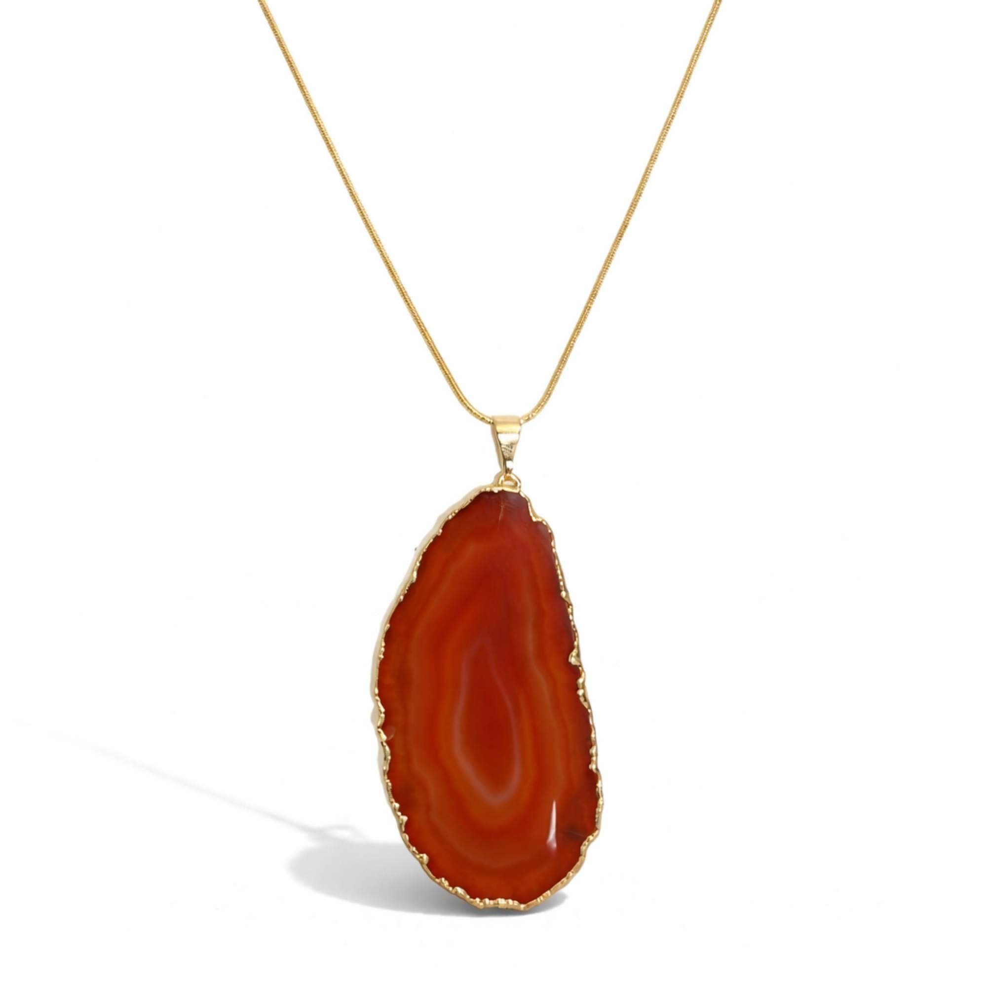 Colar Feminino Ágata Marrom - Banhado em Ouro 18k