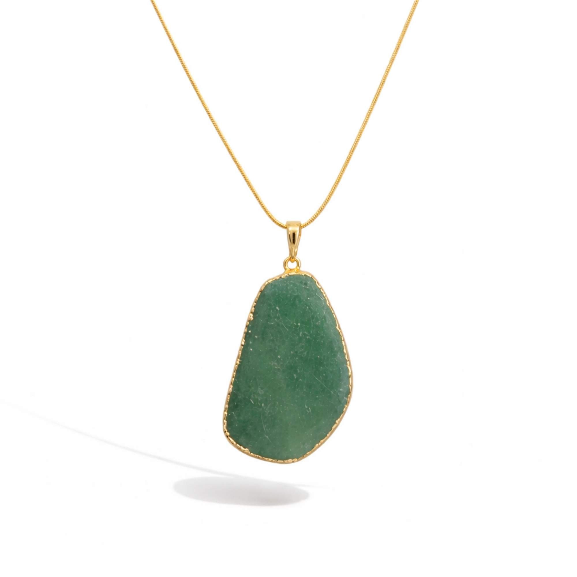 Colar Feminino Quartzo Verde - Banhado em Ouro 18k