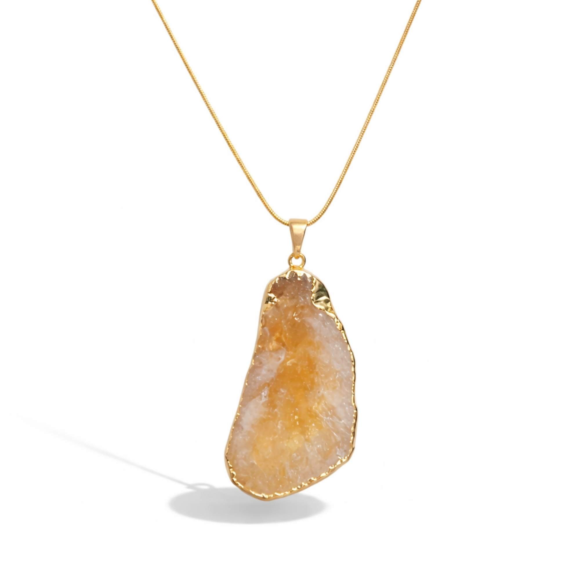 Colar Feminino Citrino Lapidado - Banhado em Ouro 18k