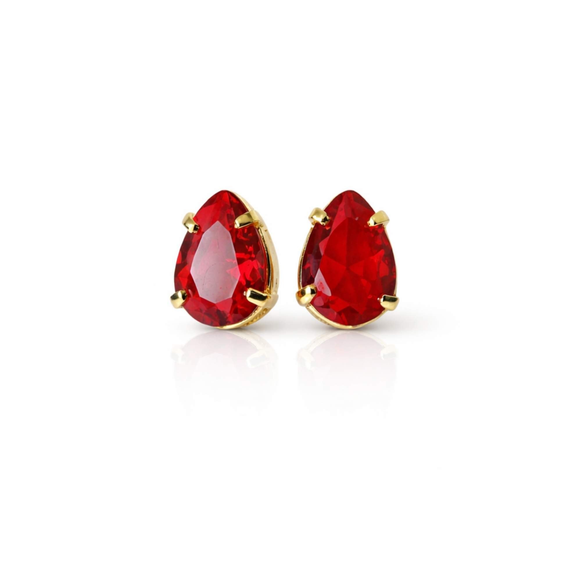 Brinco Gota Vermelha- Banhado em Ouro 18k