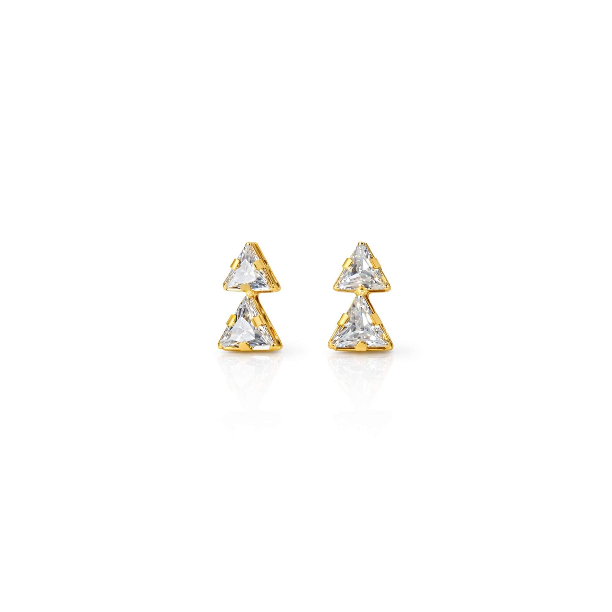 Brinco Triângulo Duplo - Banhada em Ouro 18k