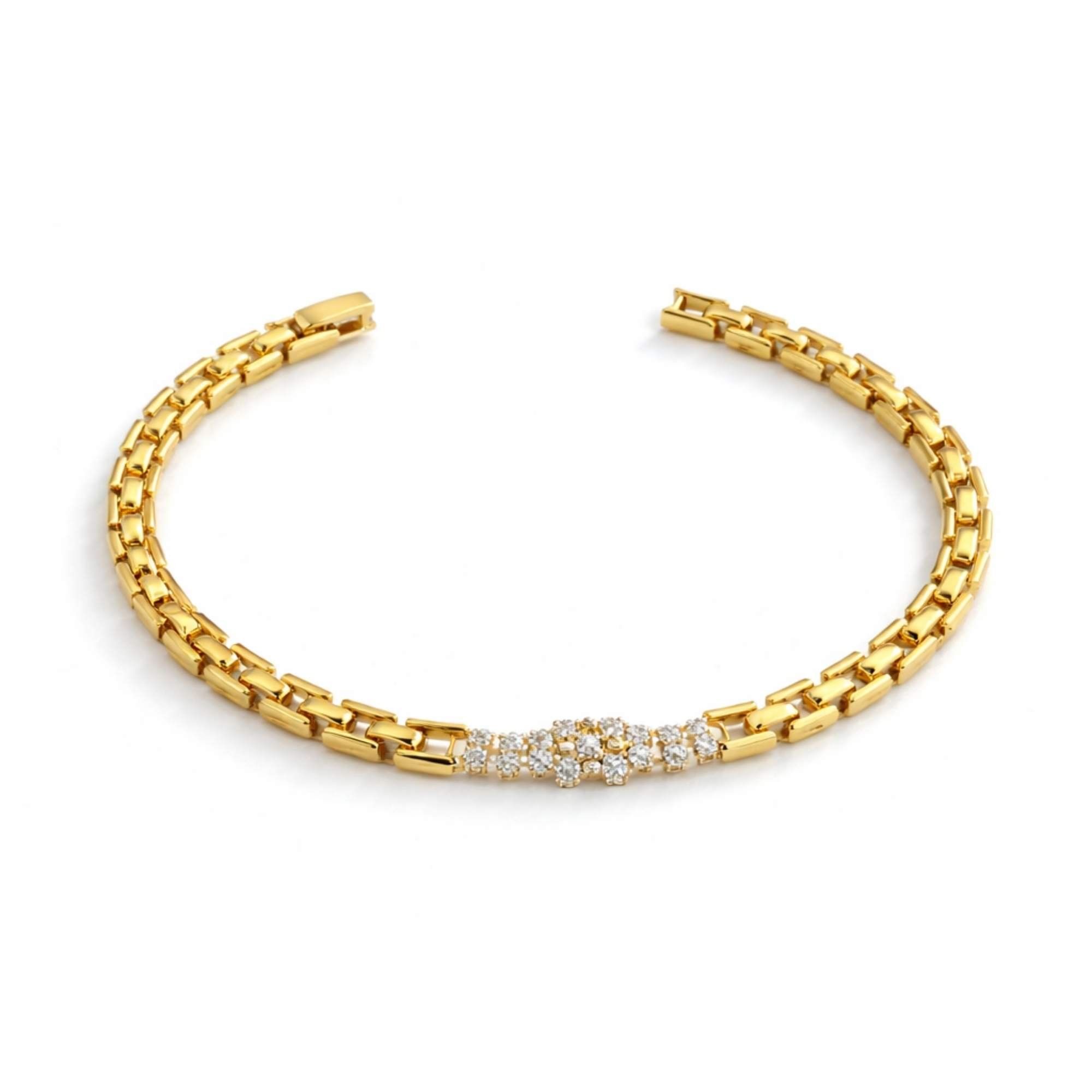 Pulseira Feminina Elos Quadrados - Banhada em ouro 18k