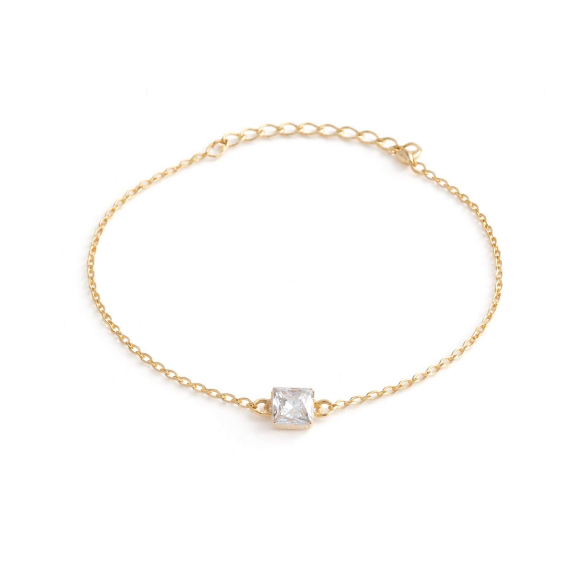 Pulseira Feminina Ponto de Luz Quadrada - Banhada em ouro 18k