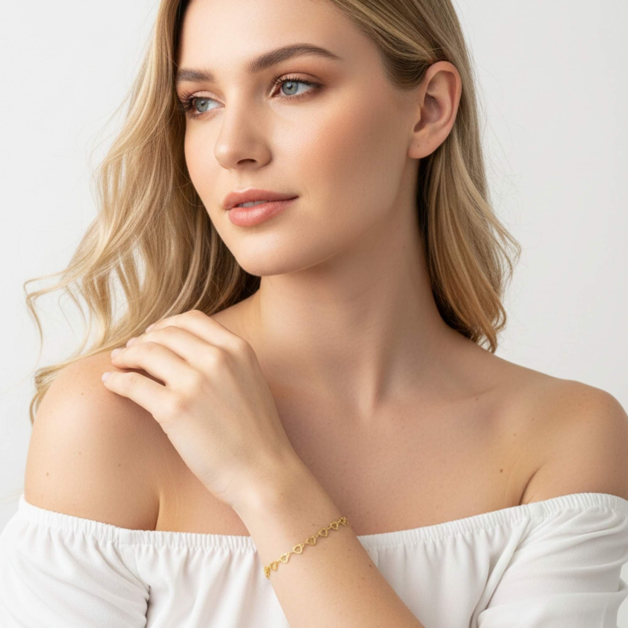 Pulseira Feminina Corações Dourados - Banhado em ouro 18k Dourado 2