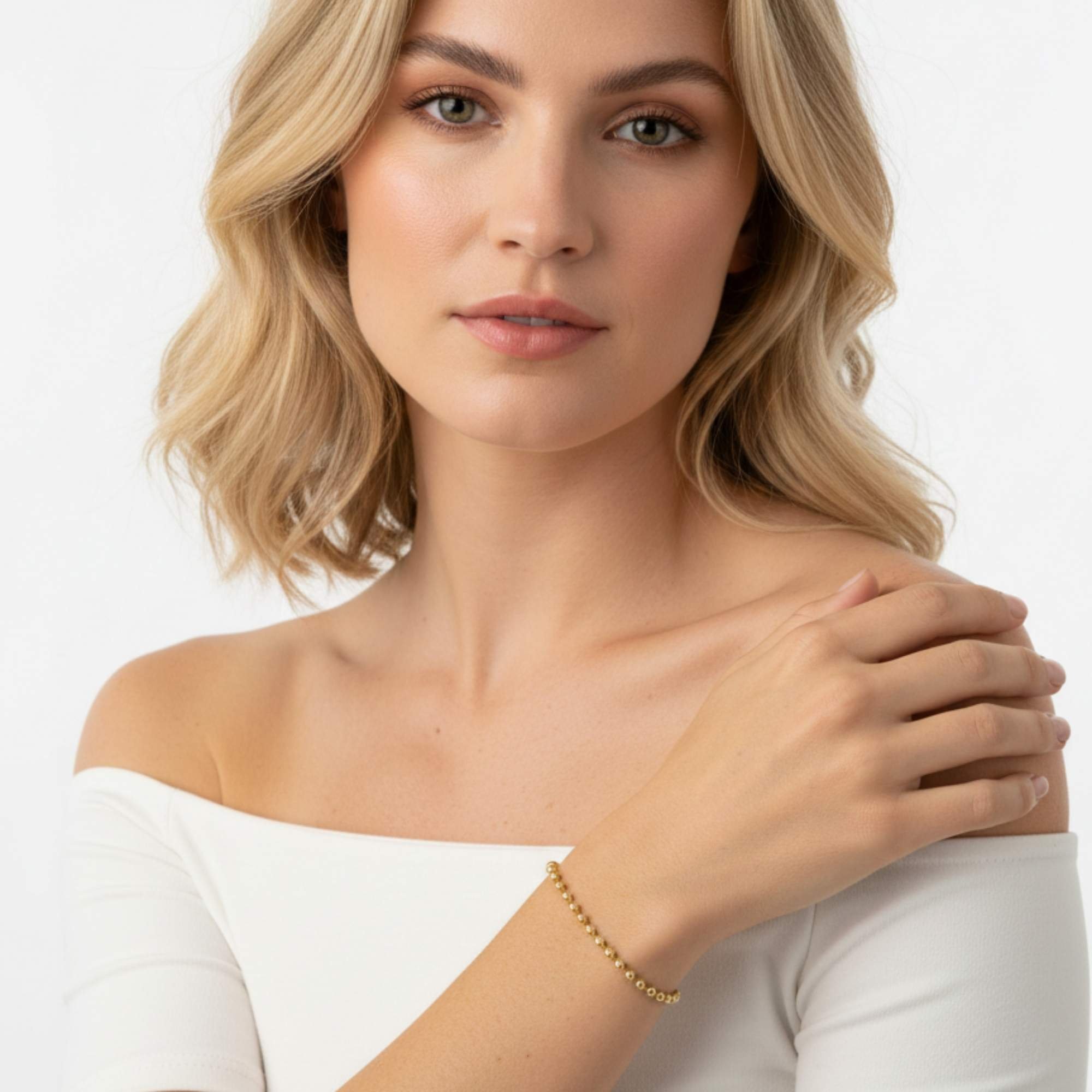 Pulseira Feminina de Bolinha - Banhada em ouro 18k Dourado 2