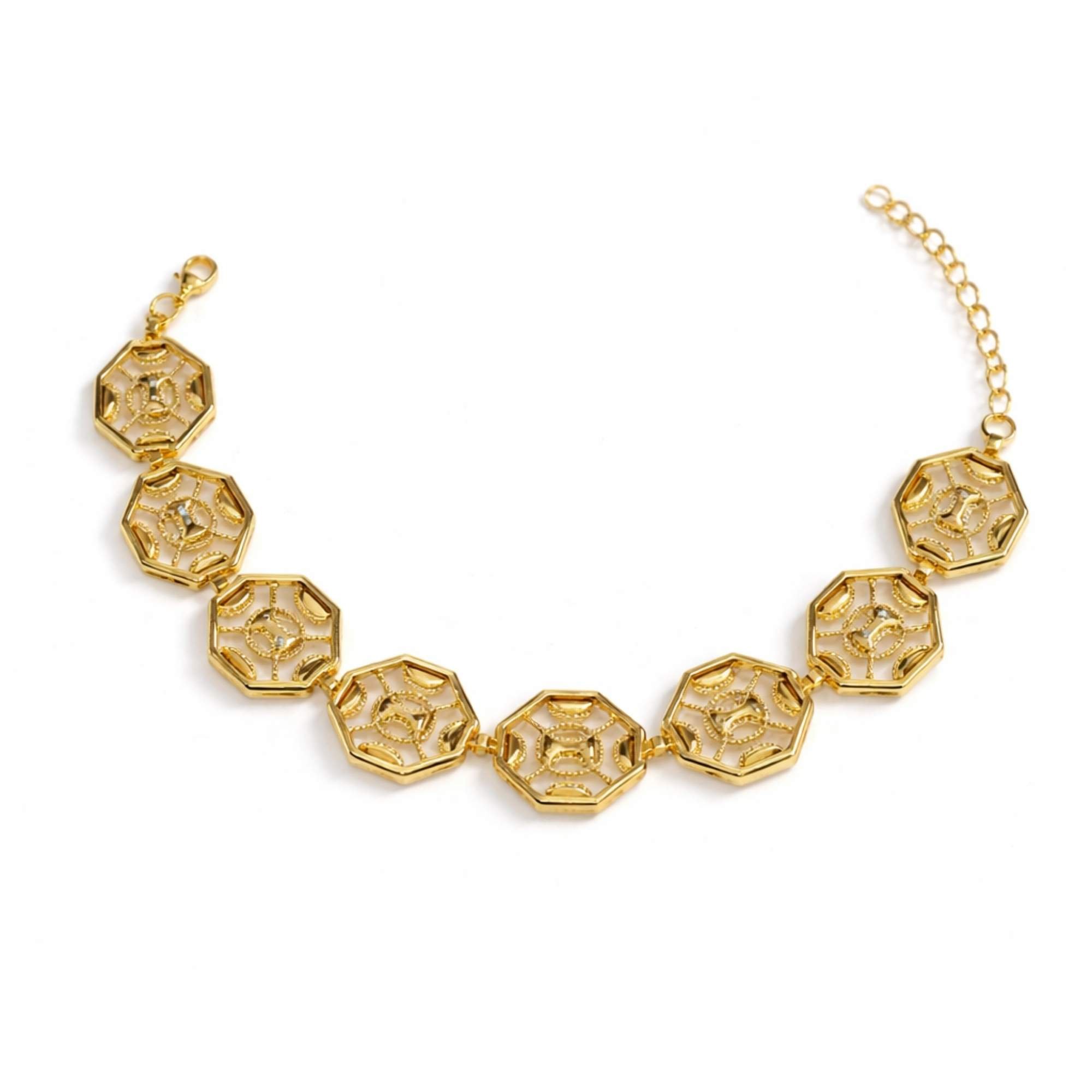 Pulseira Feminina Hexágono -  Banhado em Ouro 18k