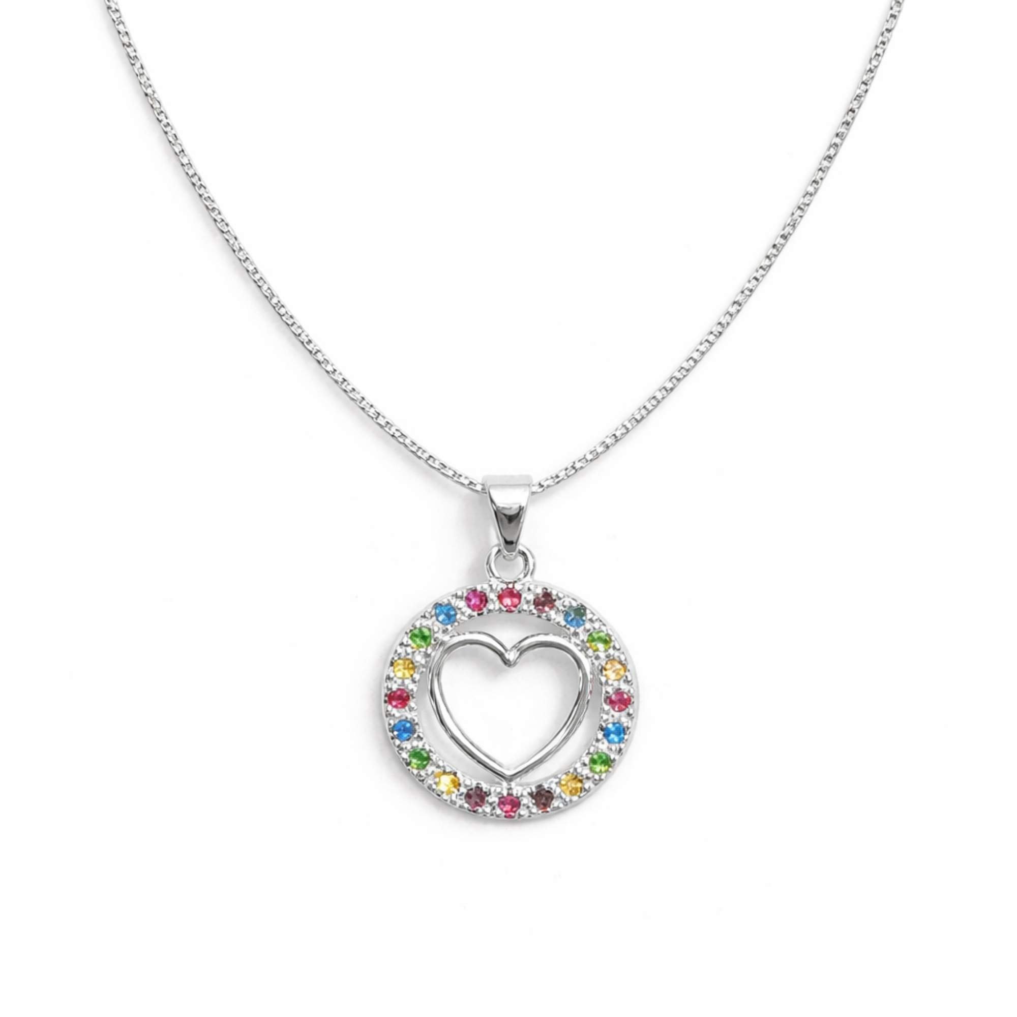 Colar Feminino Coração com Zircônias - Banhado em Prata 925