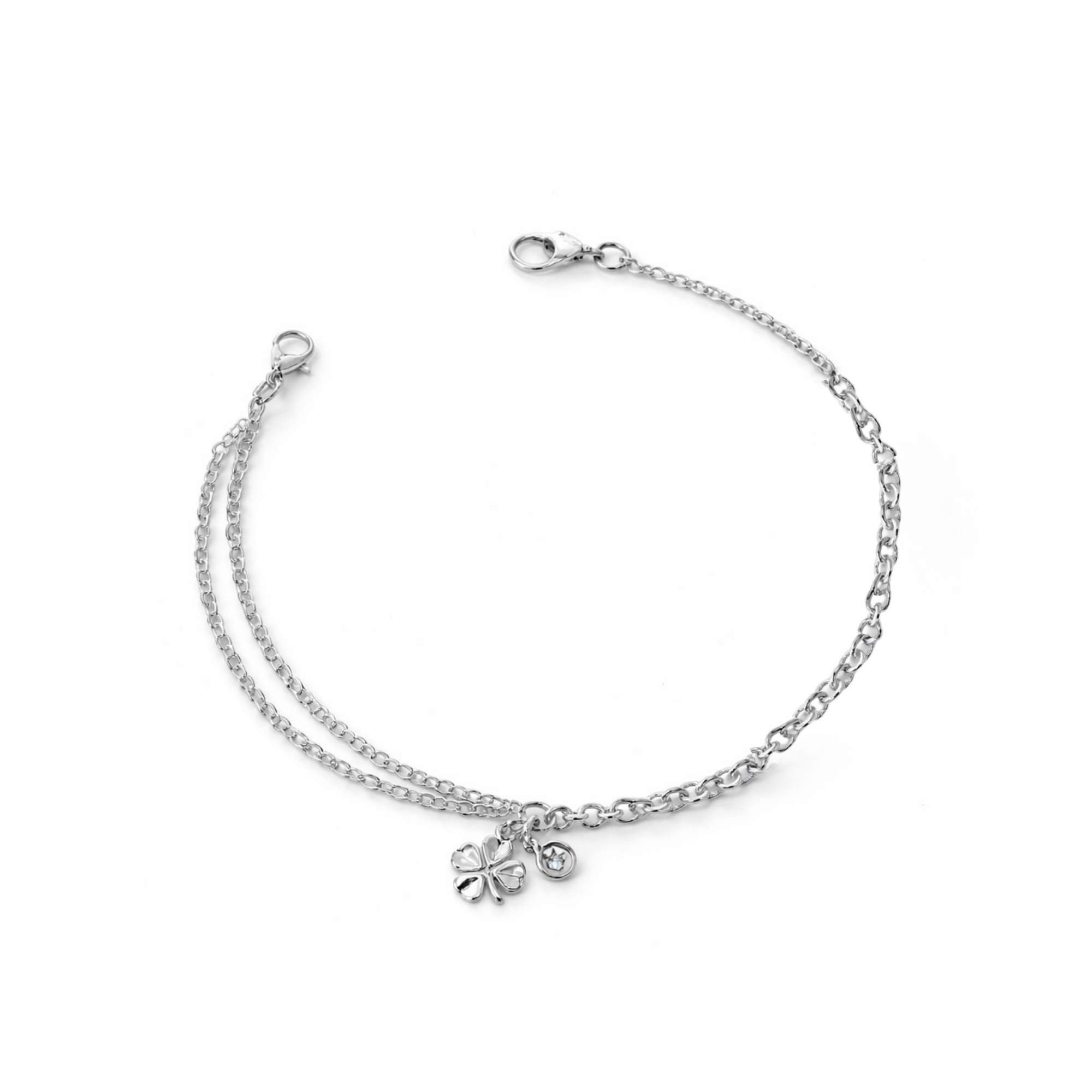 Pulseira Fio Duplo e Ponto de Luz - Banhado em Prata 925