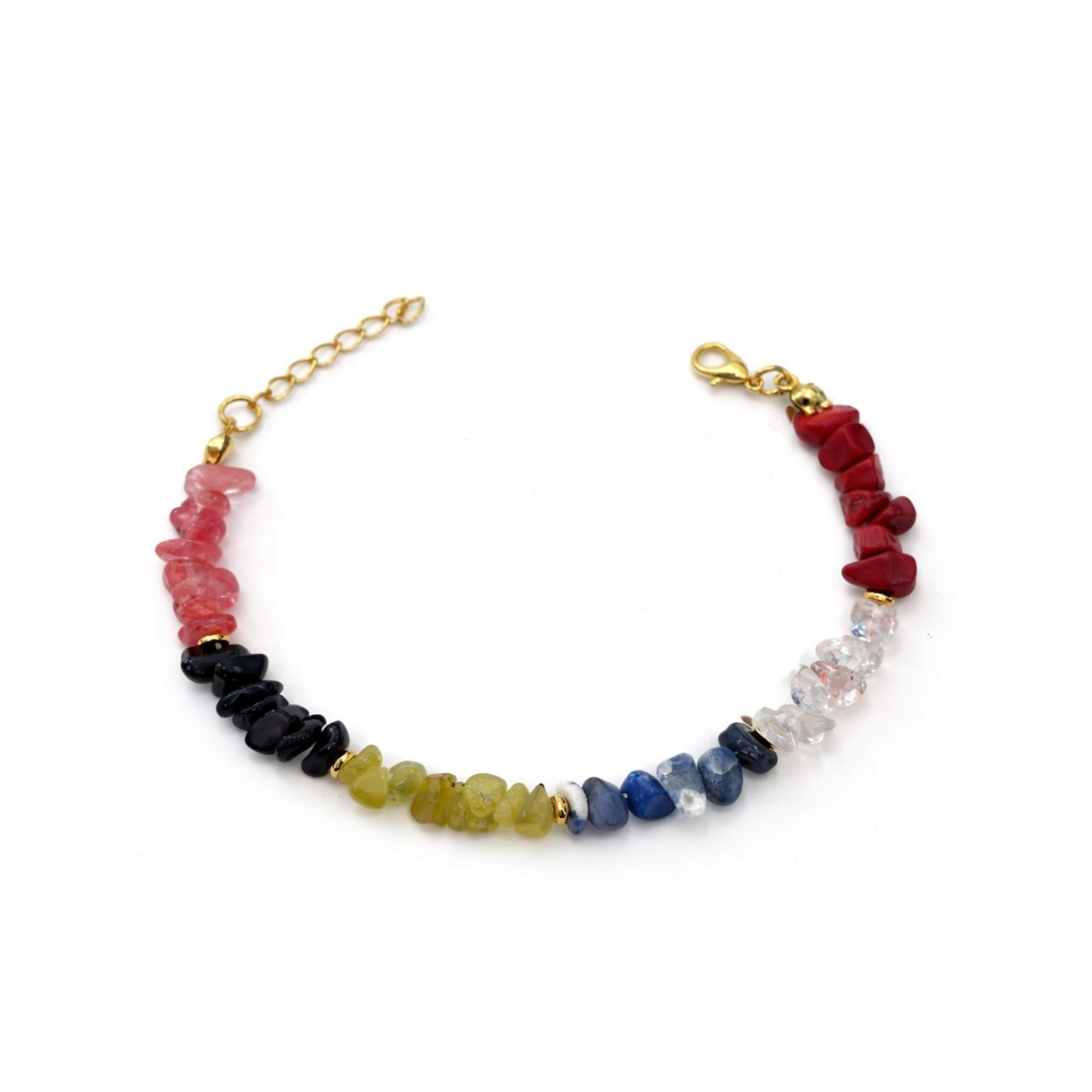 Pulseira Mix de Pedras Naturais  -  Banhado em Ouro 18k