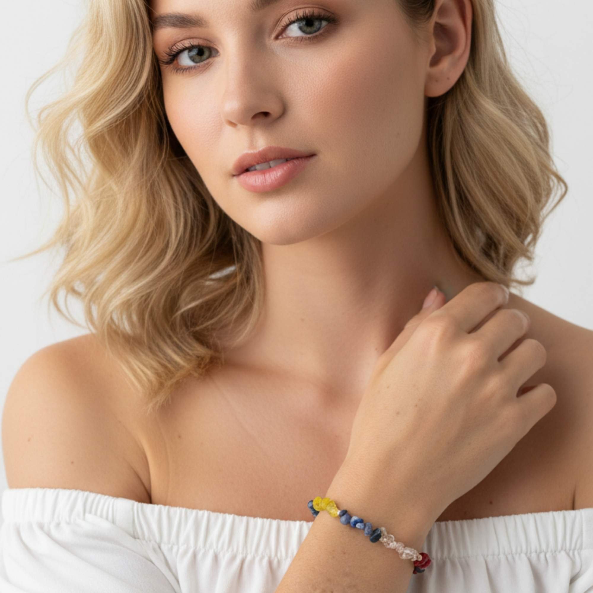 Pulseira Mix de Pedras Naturais  -  Banhado em Ouro 18k Dourado 2